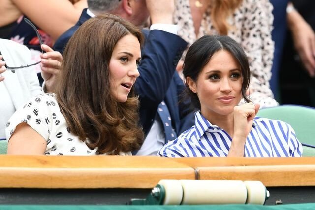 Kate Middleton et Meghan Markle aux finales du Wimbledon 2018. l Source : Getty Images