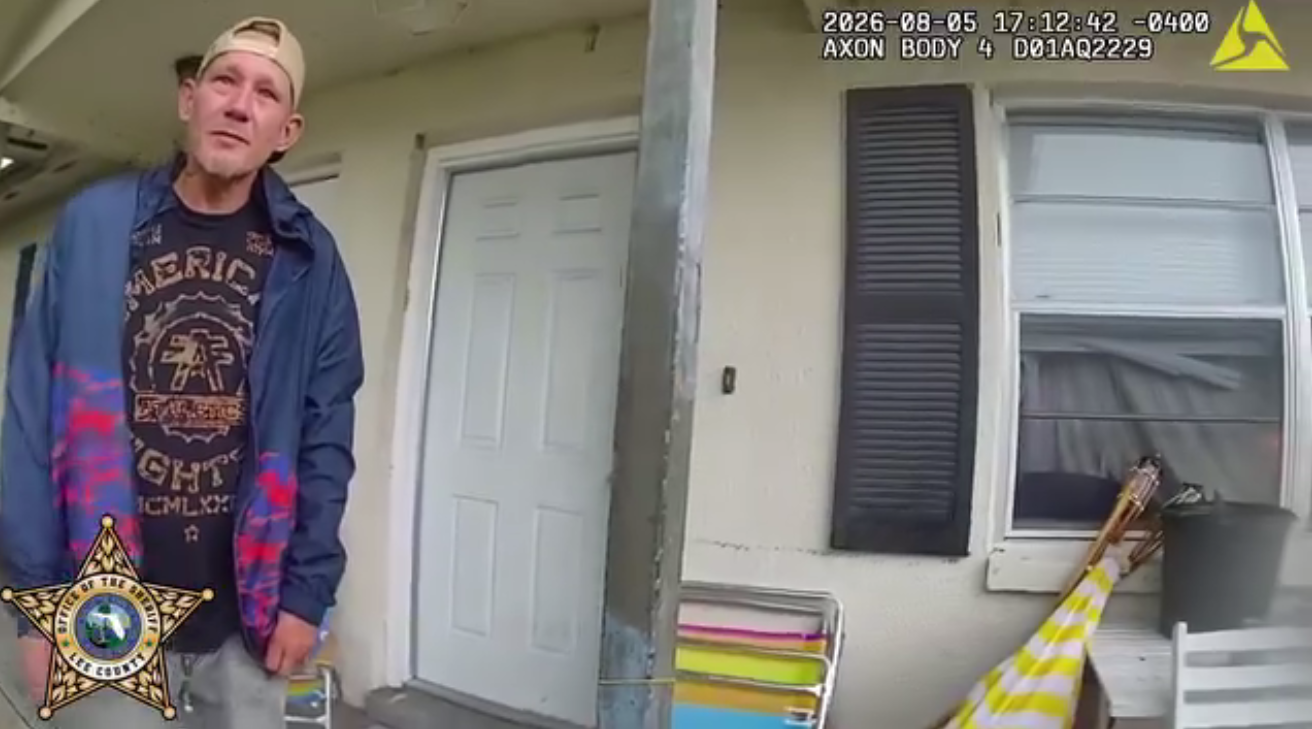 Bodycam footage showing David Charette Jr. his home in Fort Myers as officers tell him he needs to come with them, posted on August 6, 2026. | Source: Facebook/Lee County Sheriff's Office