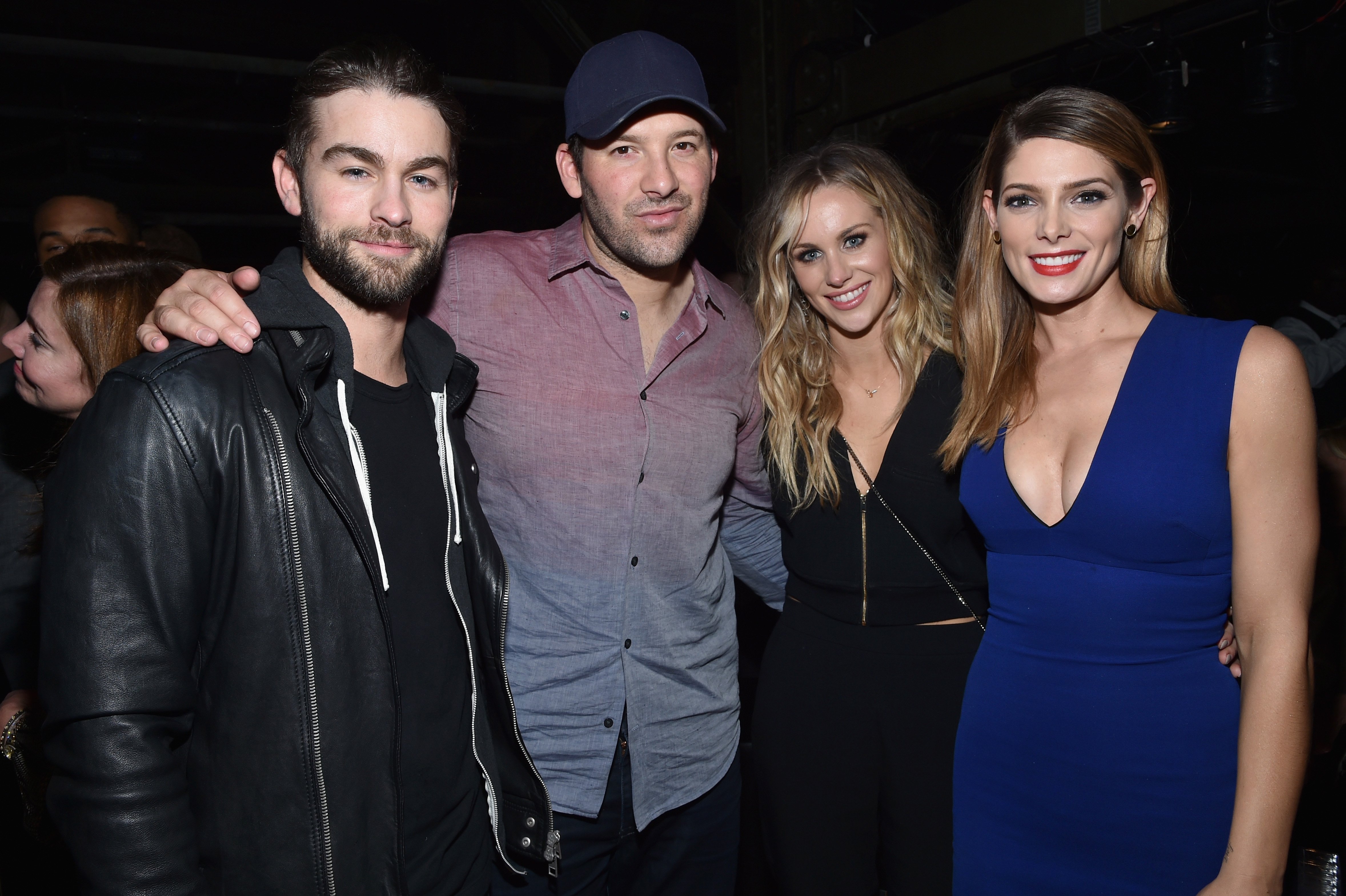 Actor Chace Crawford, NFL player Tony Romo, reporter Candice Crawford Romo and actress Ashley Greene attend the DirecTV Super Saturday Night co-hosted by Mark Cuban's AXS TV at Pier 70 on February 6, 2016 in San Francisco, California. | Source: Getty Images 