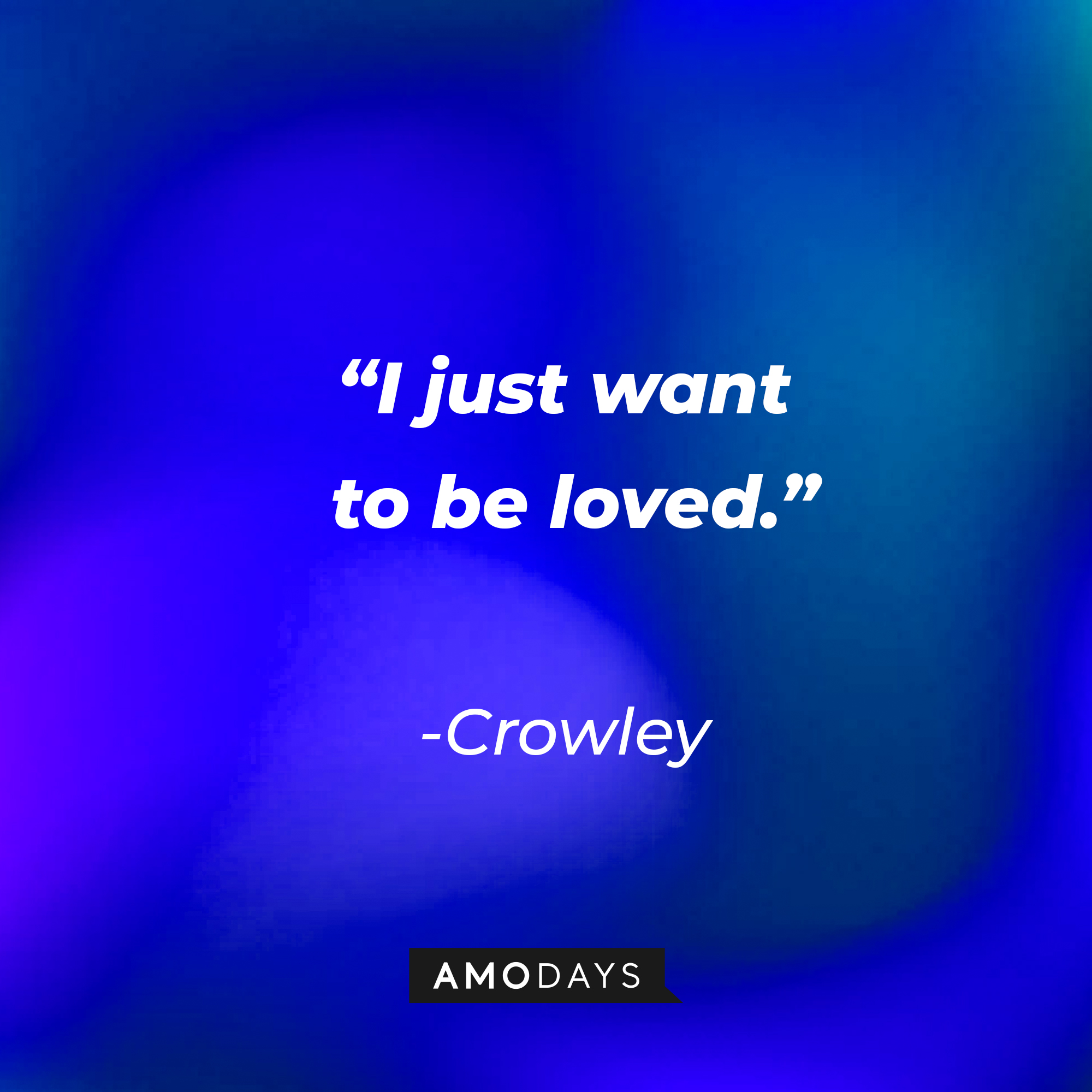 Crowley’s quote “I just want to be loved.” | Source: AmoDays