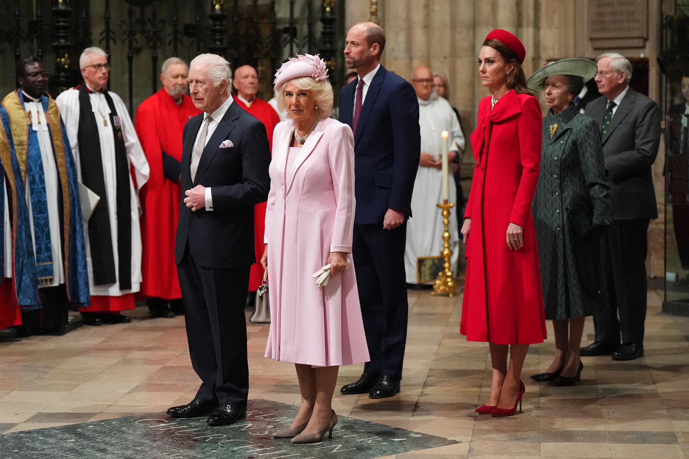 King Charles III, Queen Camilla, Prince William, Princess Catherine, Princess Anne, Princess Royal, and Prince Richard, Duke of Gloucester attend the annual Commonwealth Day service ceremony in London, on March 10, 2025 | Source: Getty Images