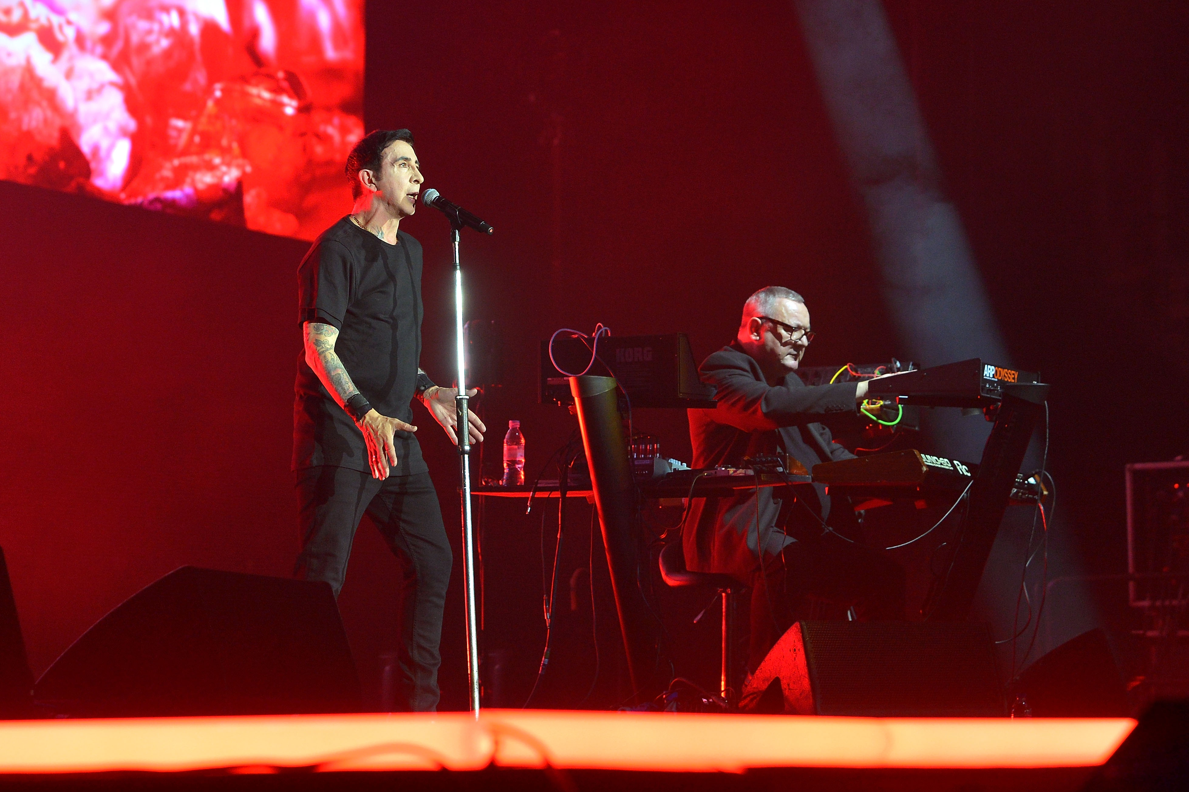 Marc Almond and Dave Ball of Soft Cell perform "Say Hello, Wave Goodbye," at The O2 Arena in London, England on September 30, 2018 | Source: Getty Images