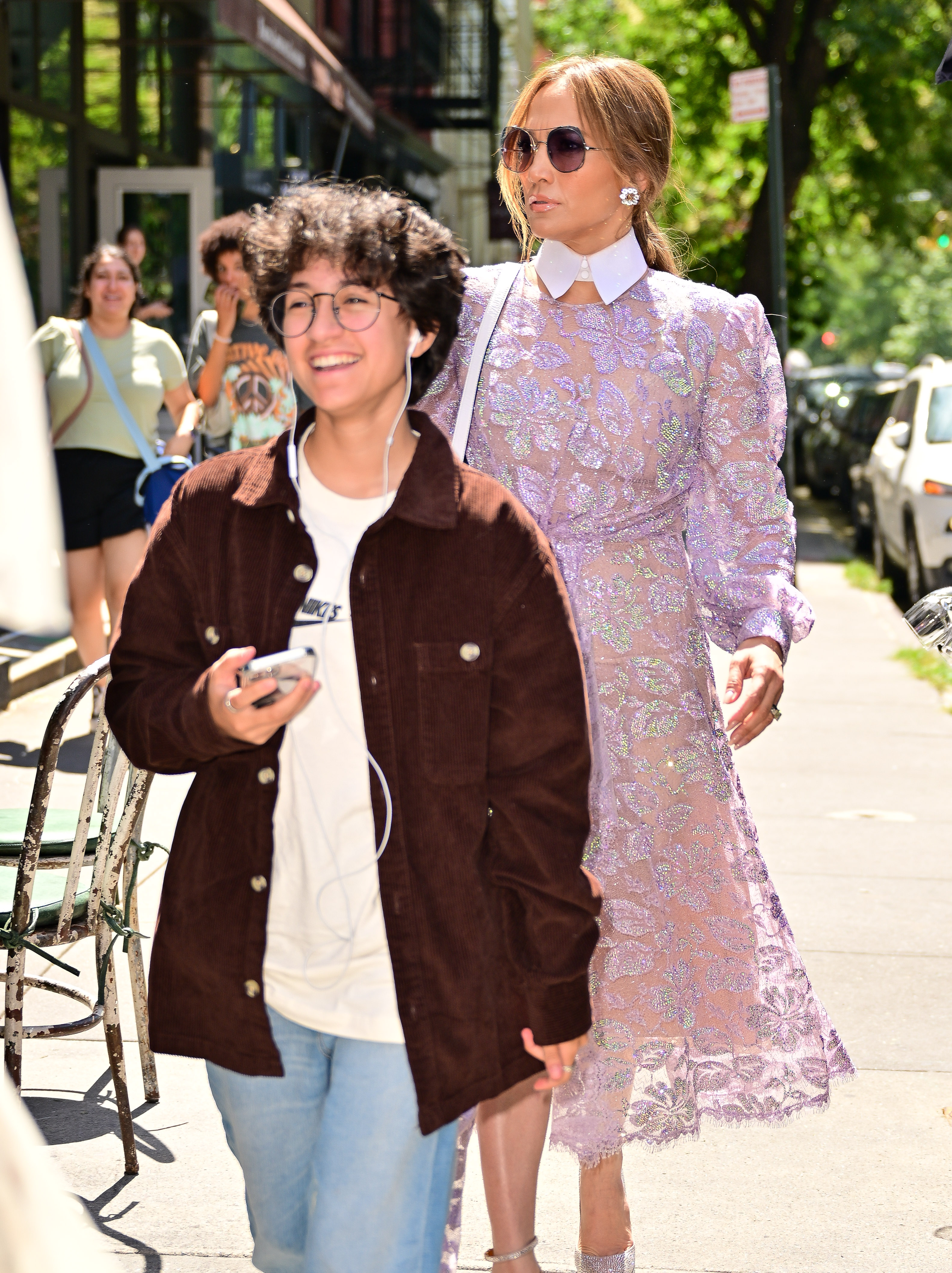 Emme Maribel Muniz and Jennifer Lopez are seen on the streets of SoHo in New York City  on August 14, 2022.  | Source: Getty Images