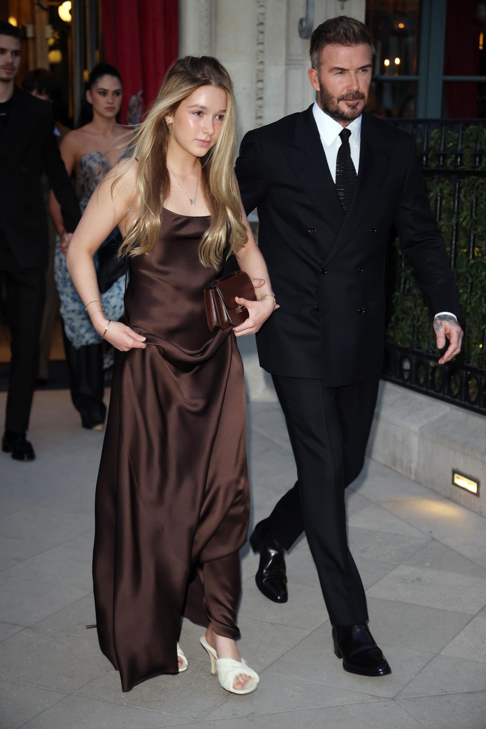 Harper and David Beckham in Paris, France. | Source: Getty Images