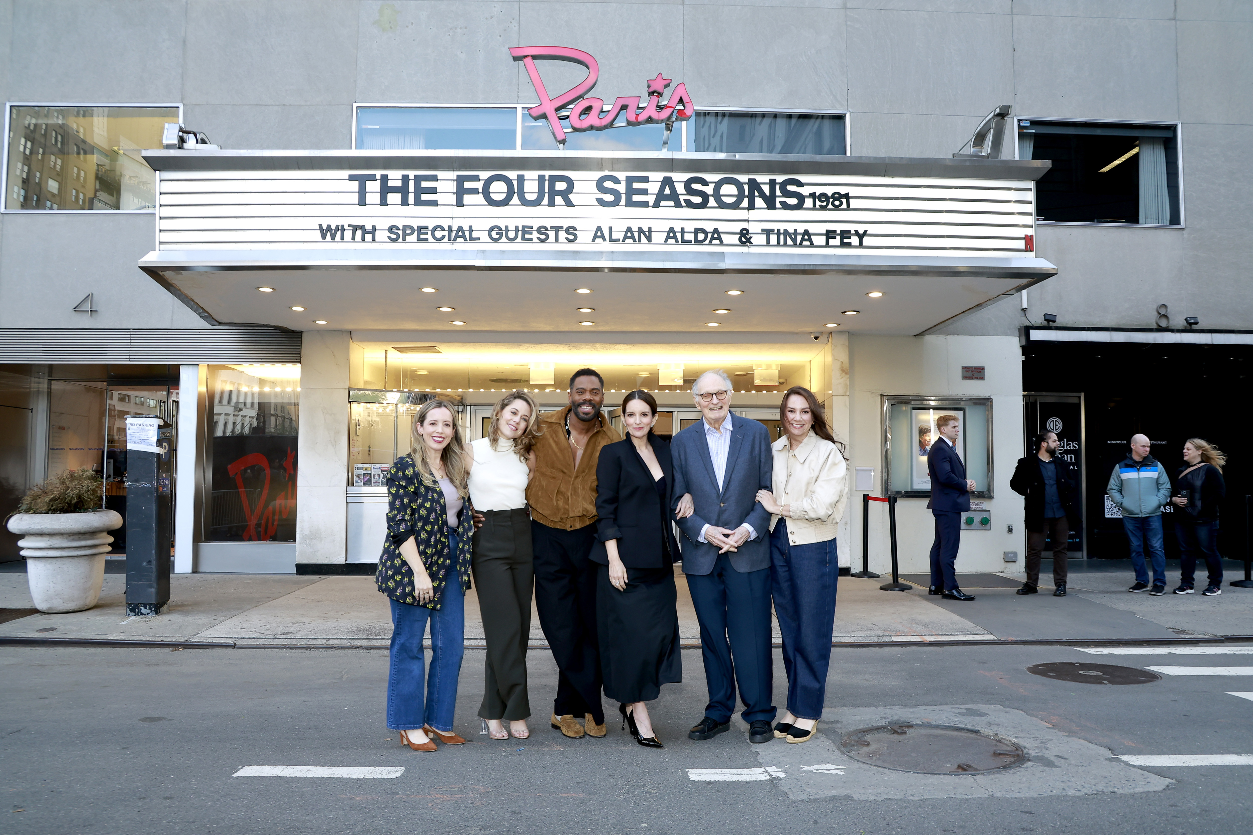 Lang Fisher, Erika Henningsen, Colman Domingo, Tina Fey, the actor, and Tracey Wigfield attend a special screening of the 1981 Original "The Four Seasons" Film at Paris Theater on April 27, 2025, in New York City | Source: Getty Images