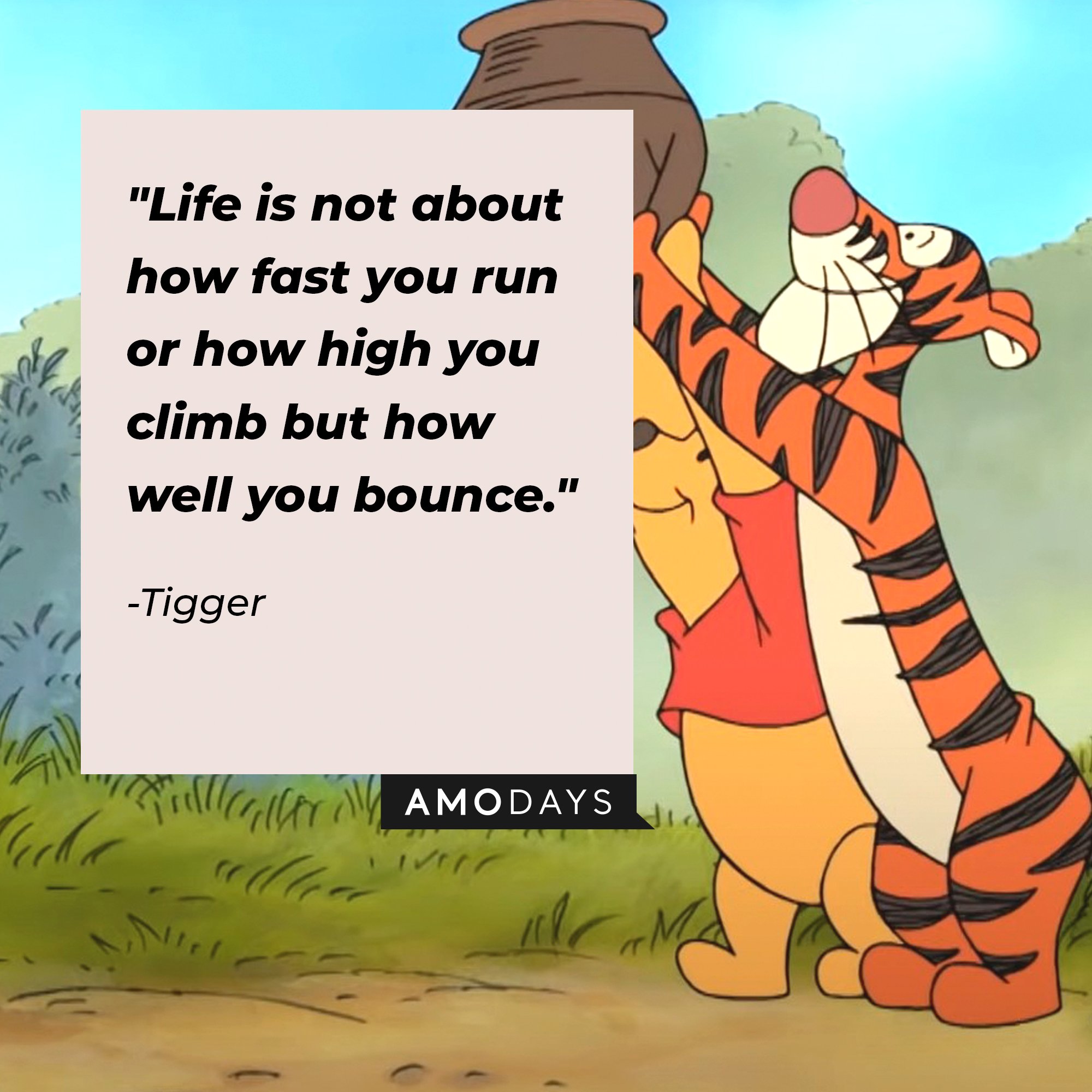 Tigger's quote: "Life is not about how fast you run or how high you climb but how well you bounce." | Image: AmoDays