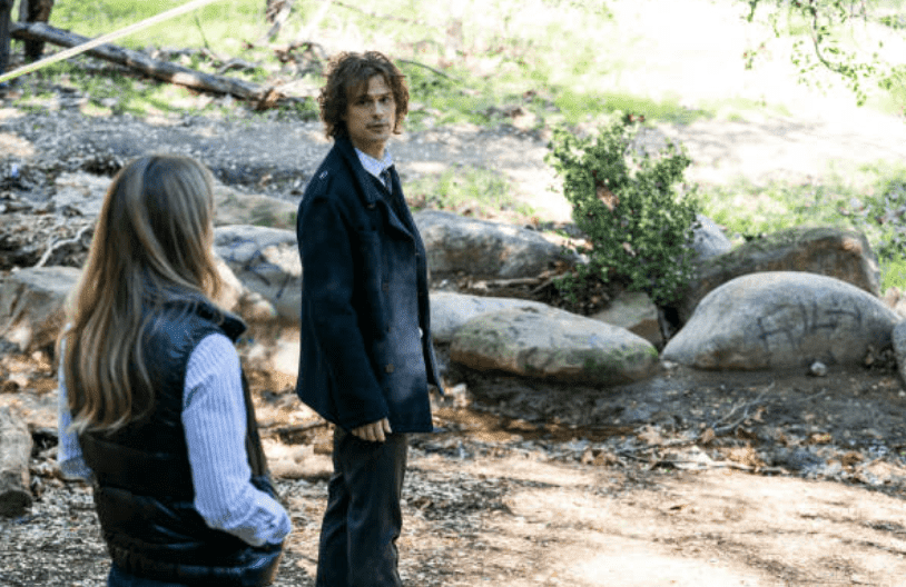 A.J Cook and Matthew Gray Gubler’s shoot a scene near a river for Criminal Minds season 14 for an episode titled "Under The Skin," on January 23, 2019 | Source: Cliff Lipson/CBS via Getty Images