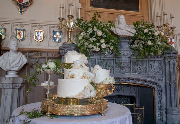 The wedding cake by Claire Ptak of London-based bakery Violet Cakes in Windsor Castle for the royal wedding of Meghan Markle and Prince Harry on May 19, 2018, in Windsor,England. | Source: Getty Images.