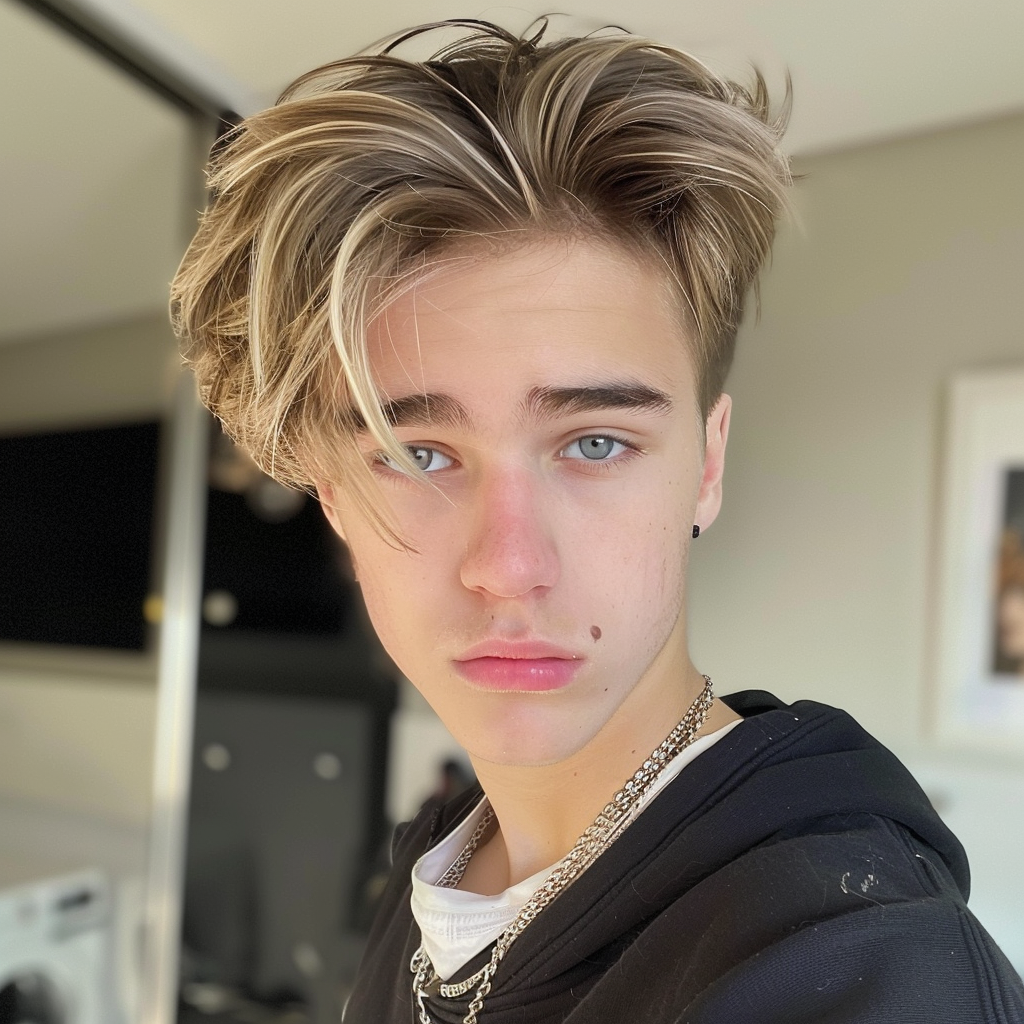 Speculative picture of what Justin and Hailey Bieber's son will look at 15 via AI | Source: Midjourney