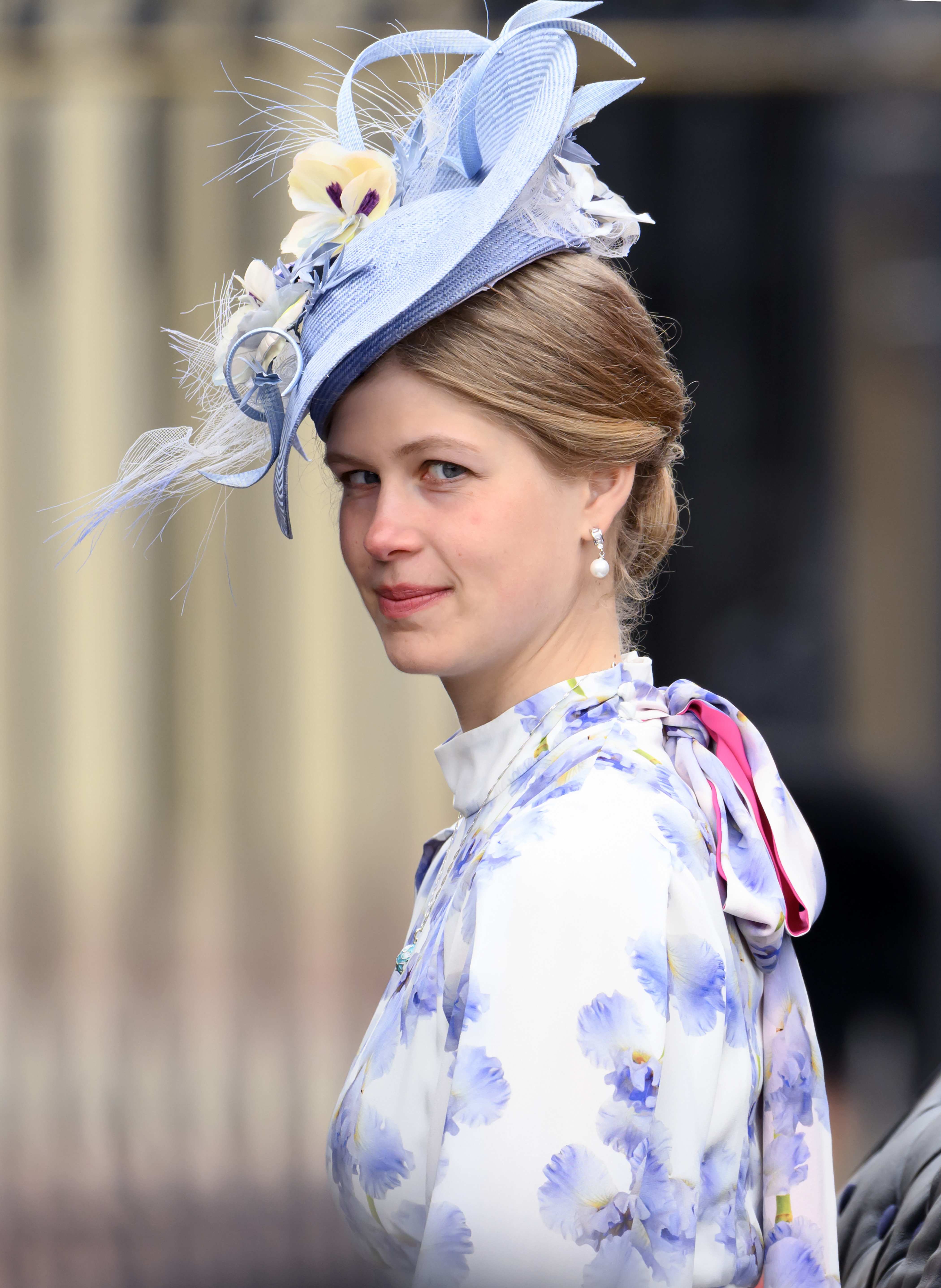 Lady Louise Windsor looks sideways as she attends the Trooping the Colour at Buckingham Palace in London on June 15, 2024. | Source: Getty Images