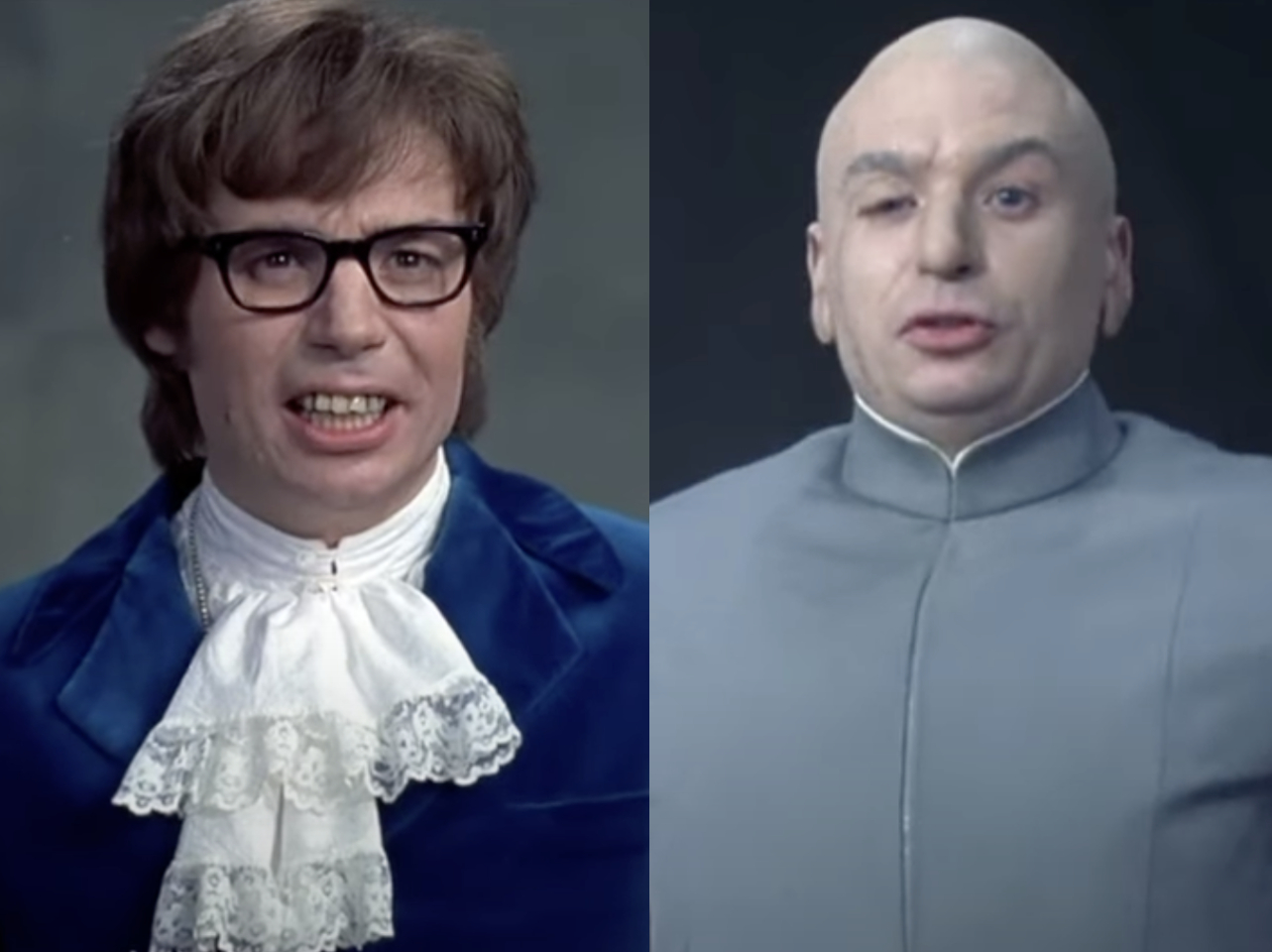 Mike Myers as Austin Powers | Mike Myers as Dr. Evil | Source: YouTube/JoBloMovieClips