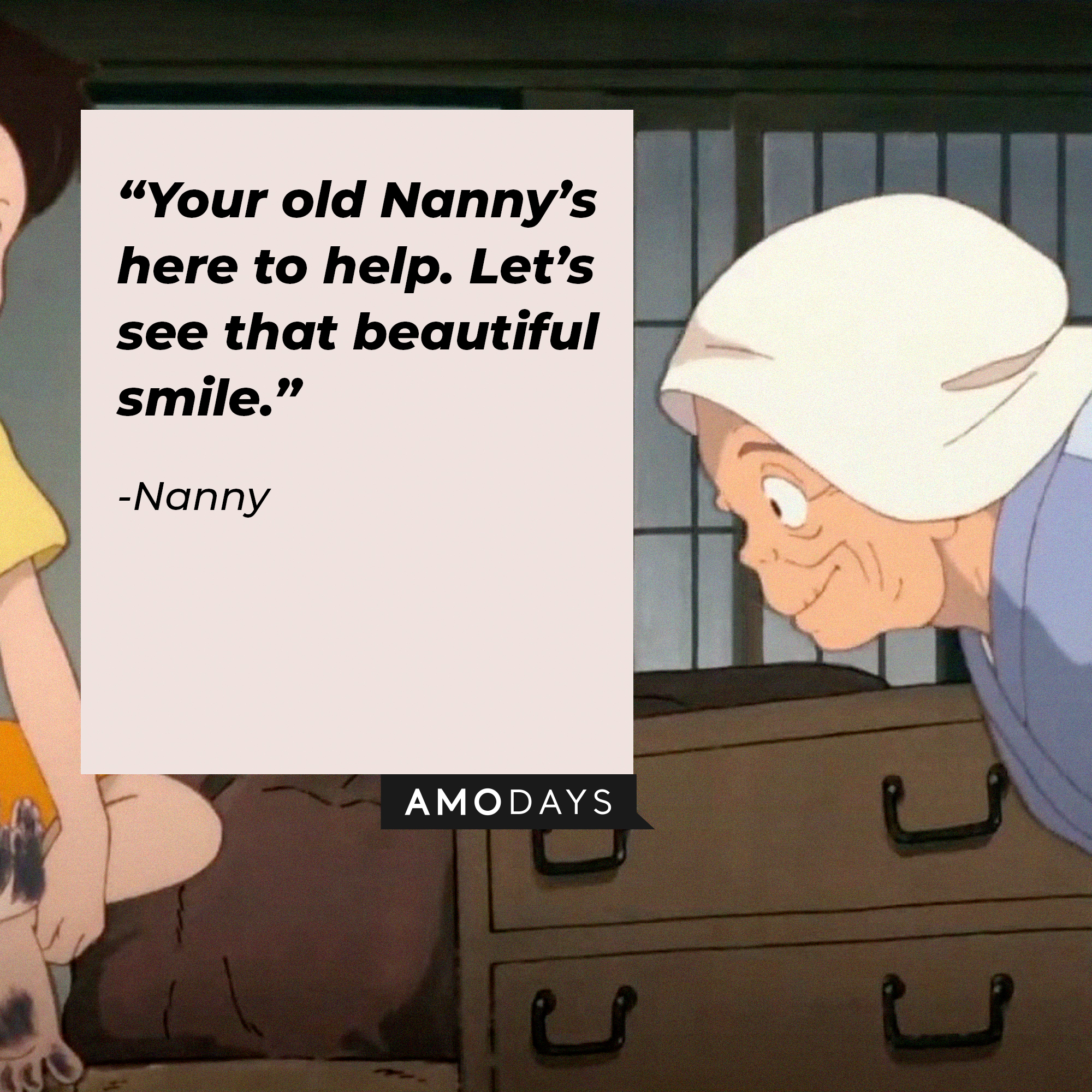 An image of Nanny with her quote: “Your old Nanny’s here to help. Let’s see that beautiful smile.” | Source: facebook.com/GhibliUSA