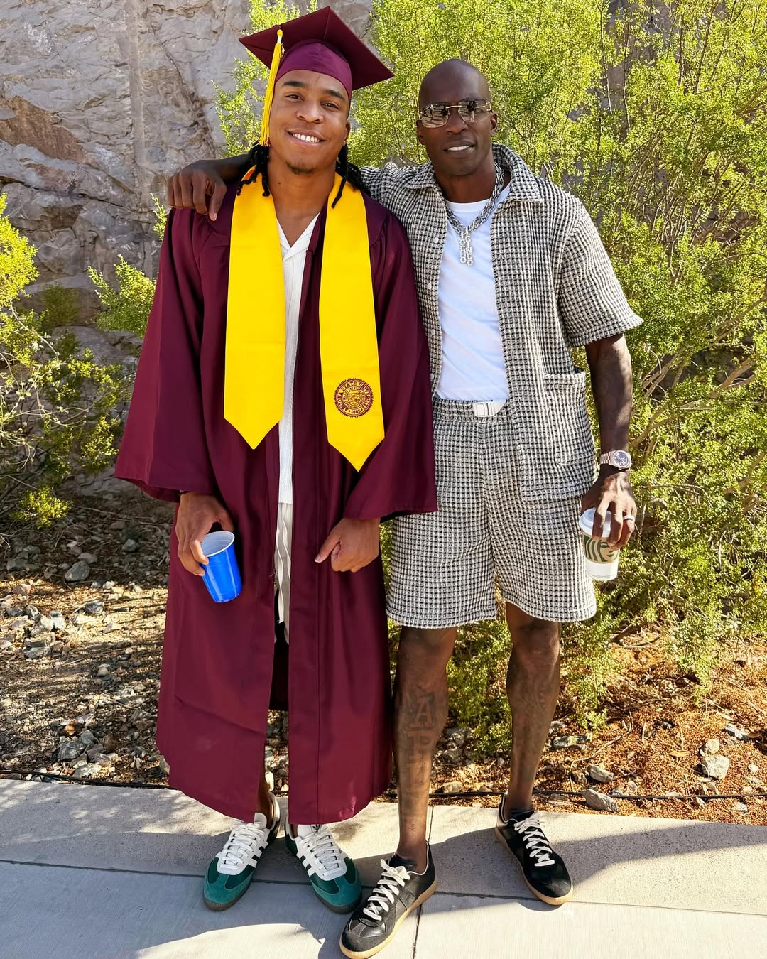 Chad Johnson Jr. and Chad "Ochocinco" Johnson seen in a post dated May 16, 2025 | Source: Instagram/ochocinco