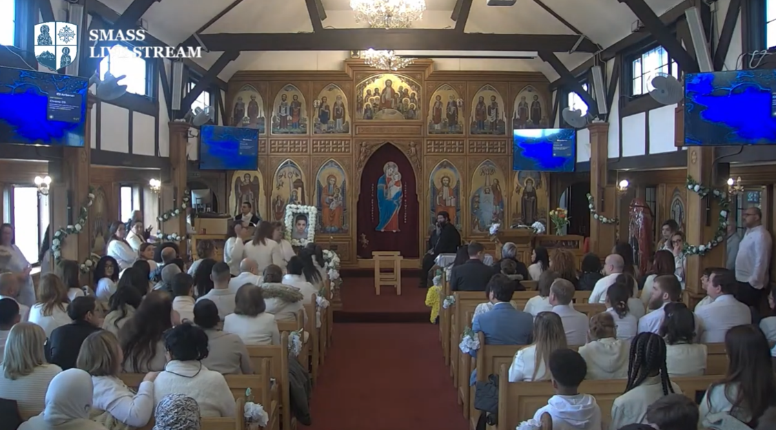A still from a live stream of Jaiden Shehata's funeral, posted on 25 February 2025. | Source: YouTube/St Mary & St Shenouda Coptic Orthodox Church (SMASS)