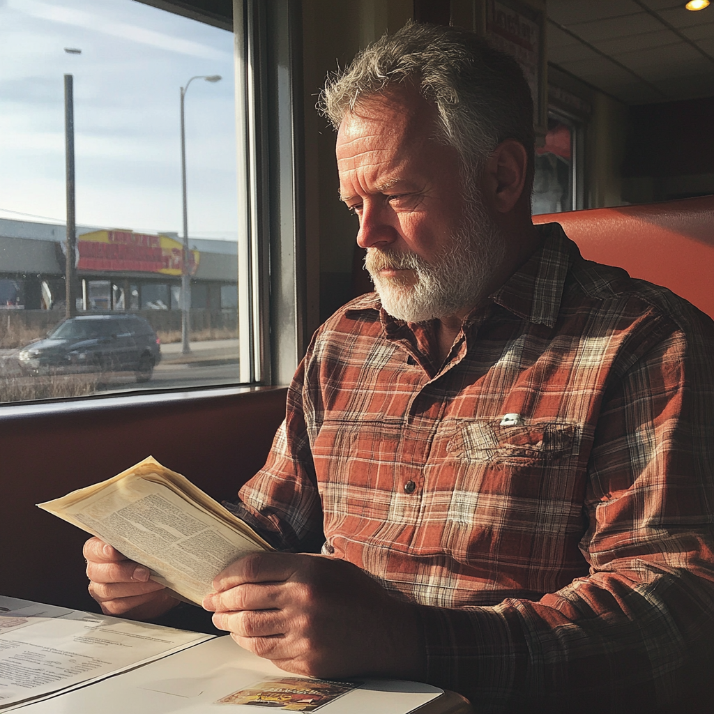 A man sitting in a diner booth | Source: Midjourney