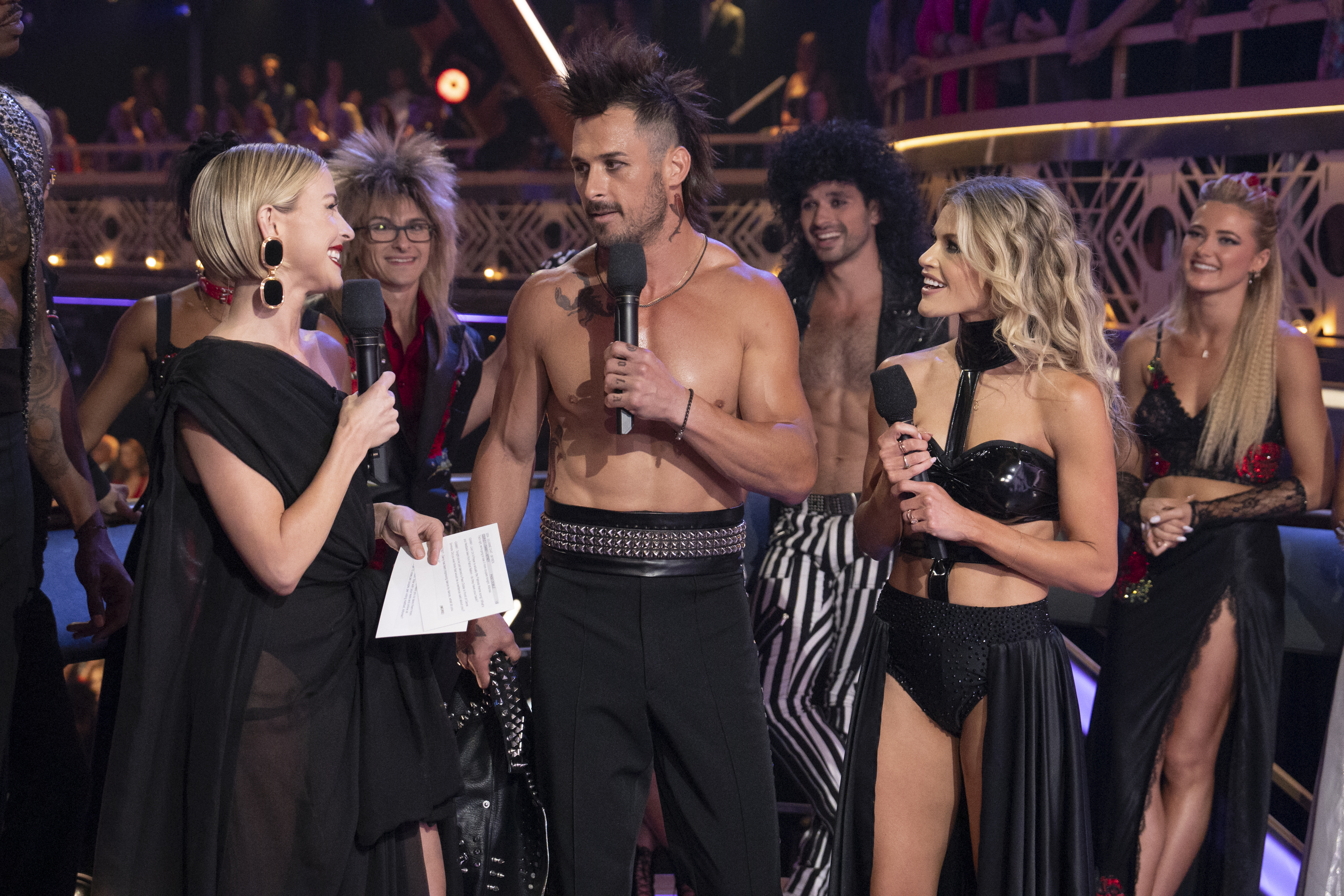 Julianne Hough, Danny Amendola, and Witney Carson on "Dancing With The Stars" Hair Metal Night on October 8, 2024 | Source: Getty Images