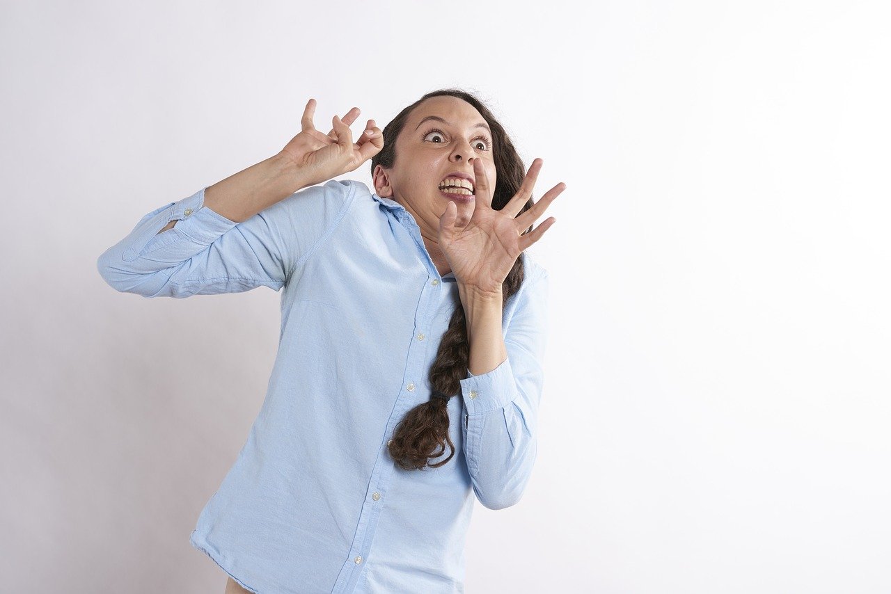 Woman reacting in fear with her hands up and face contorted | Photo: needpix/RobinHiggins/Pixabay