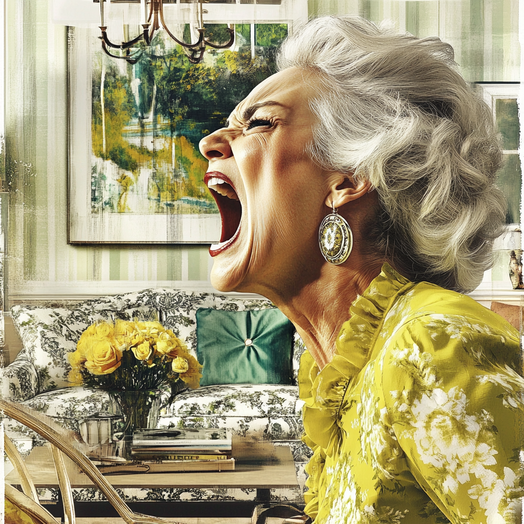 A senior woman yelling | Source: Midjourney