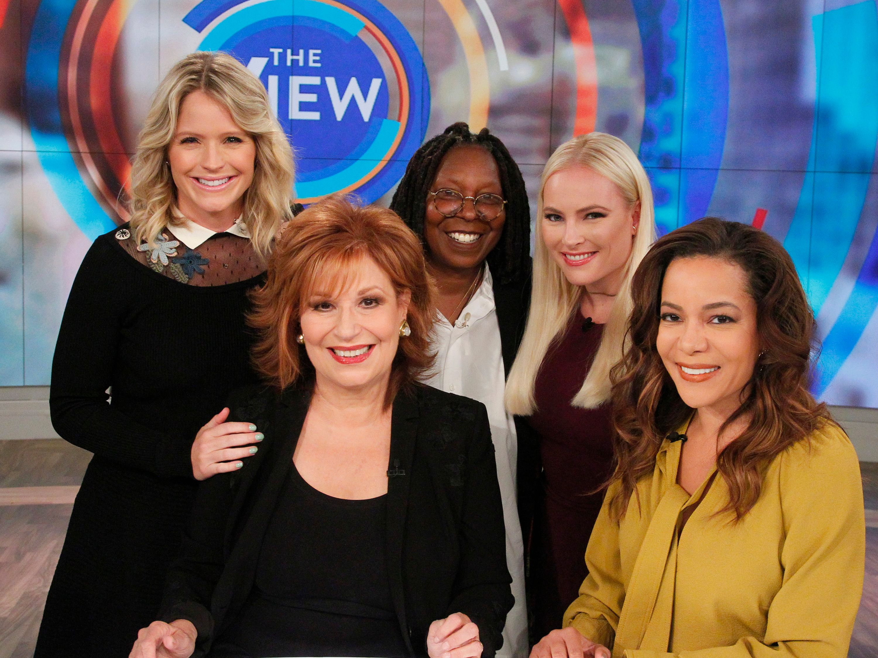 Sara Haines, Whoopi Goldberg, Meghan McCain, Sunny Hostin, and Joy Behar on "The View" in 2017 | Photo: Lou Rocco/ABC/Getty Images