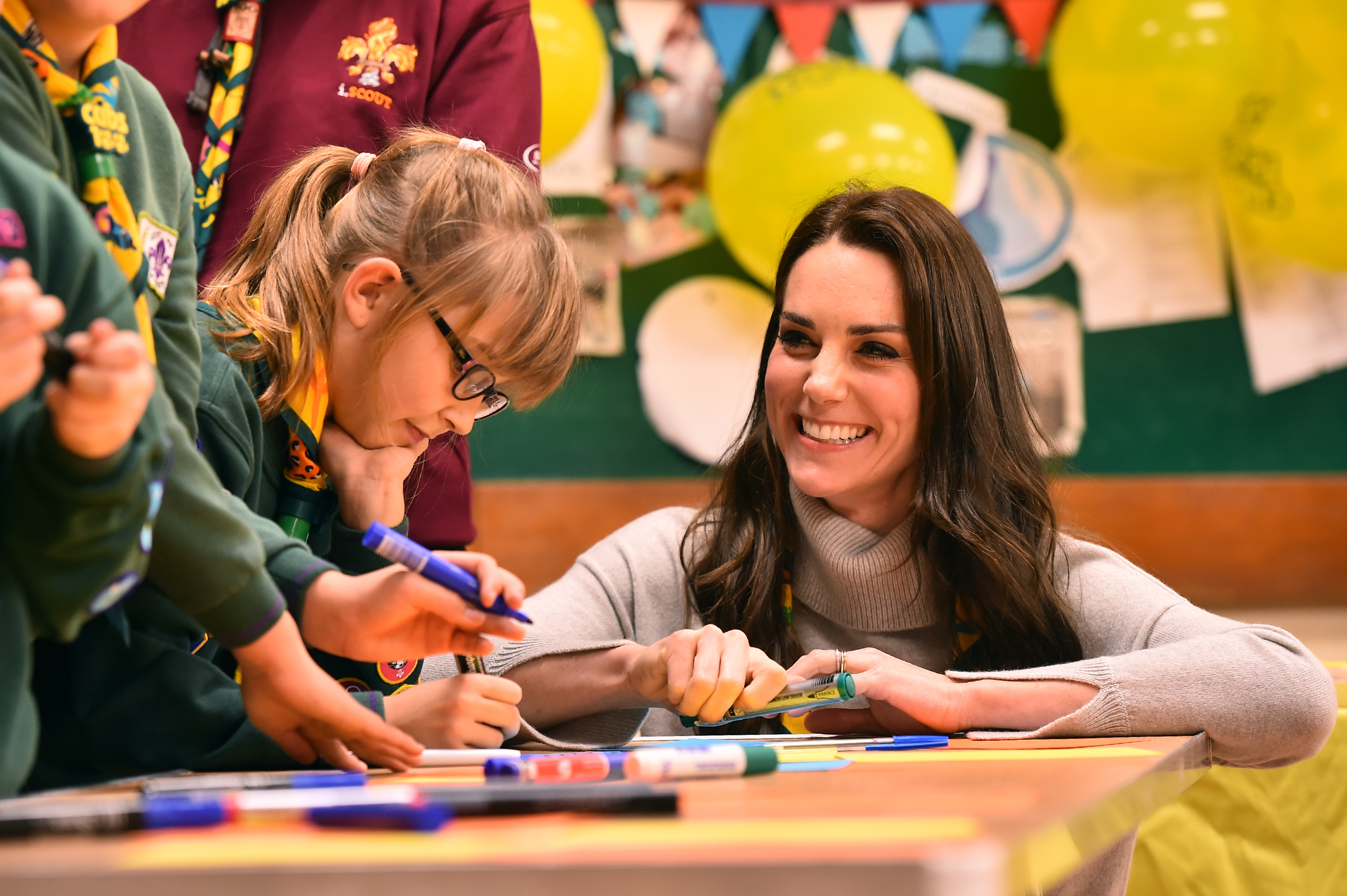 Kate Middleton during a visit to a Cub Scout Pack meeting on December 14, 2016, in King's Lynn, England. | Source: Getty Images