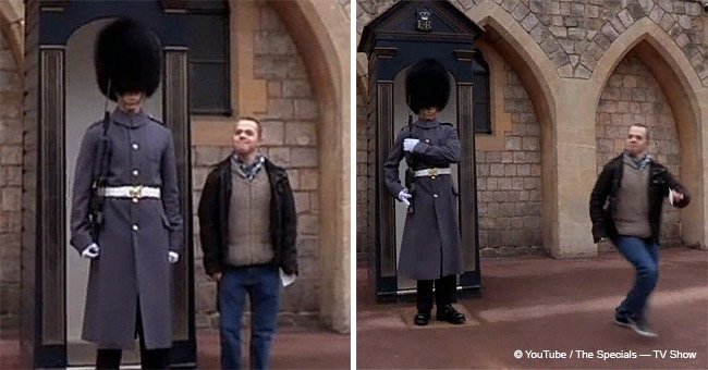 Man with Down syndrome visits Queen's guard brother but his sudden movement sends him running