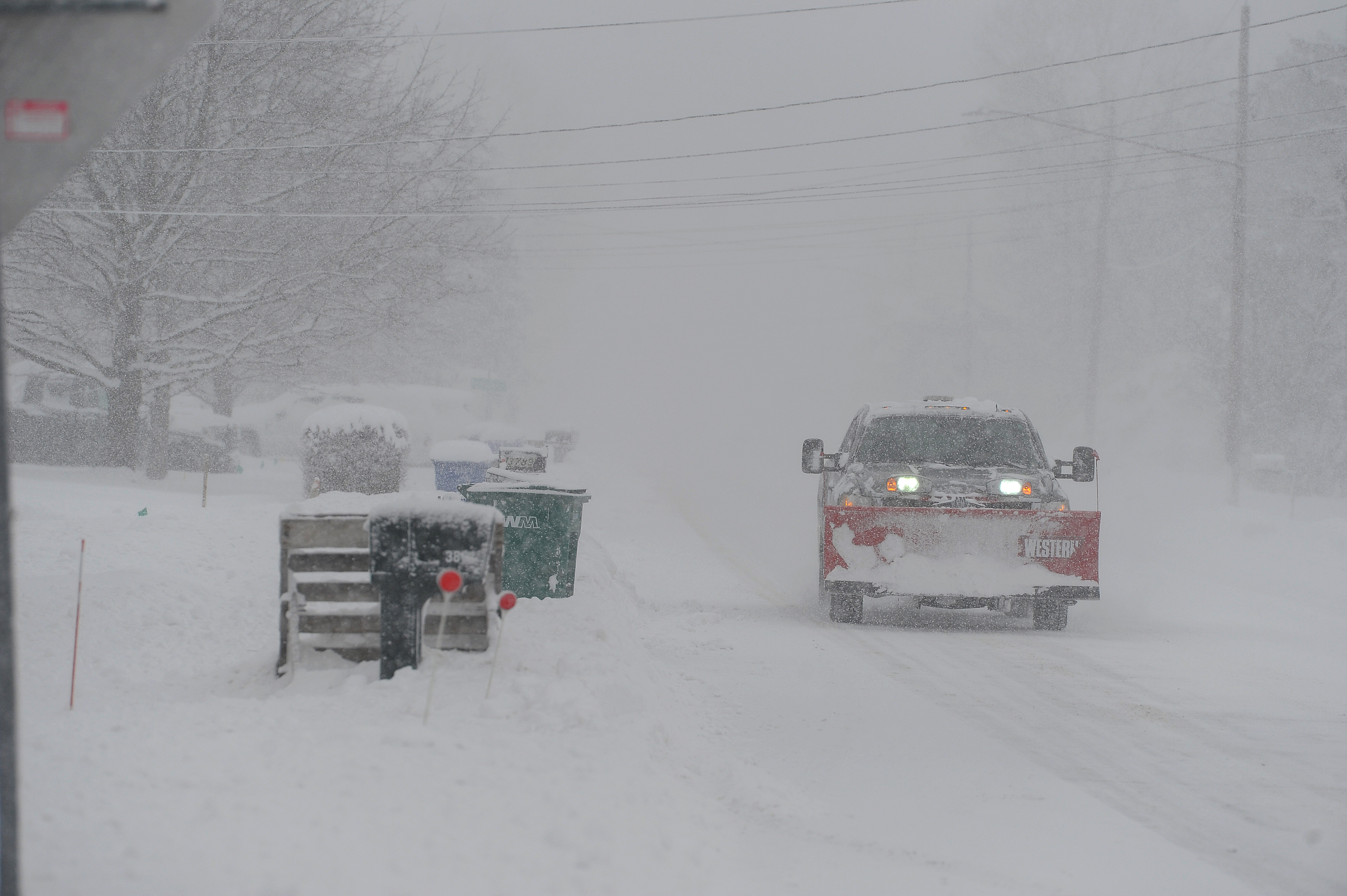 A plow makes their way along Sowles Road on January 21, 2025, in Hamburg, New York. | Source: Getty Images