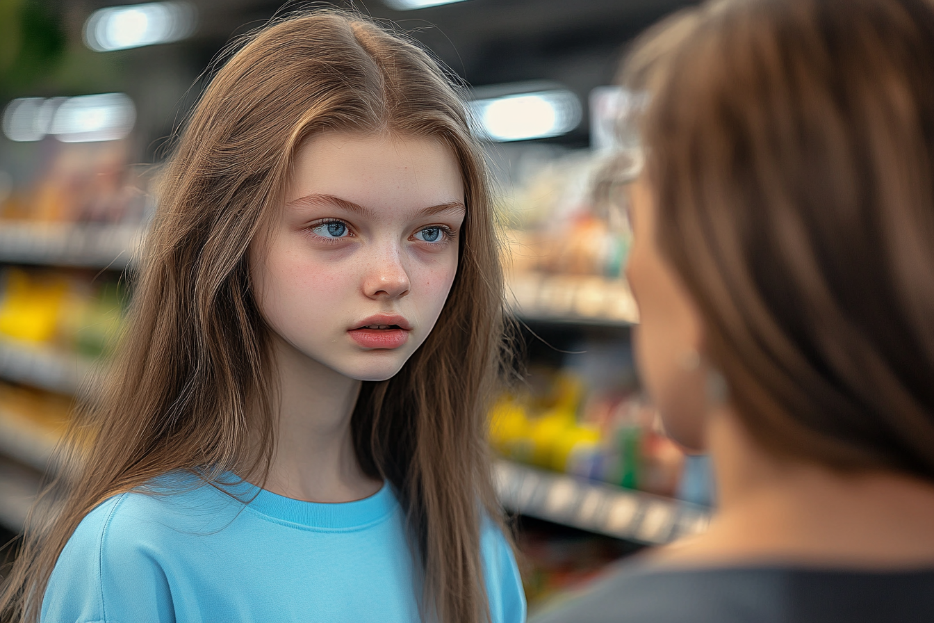 A girl talking to a woman | Source: Midjourney