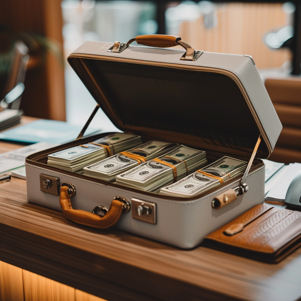 Briefcase with cash | Source: Midjourney