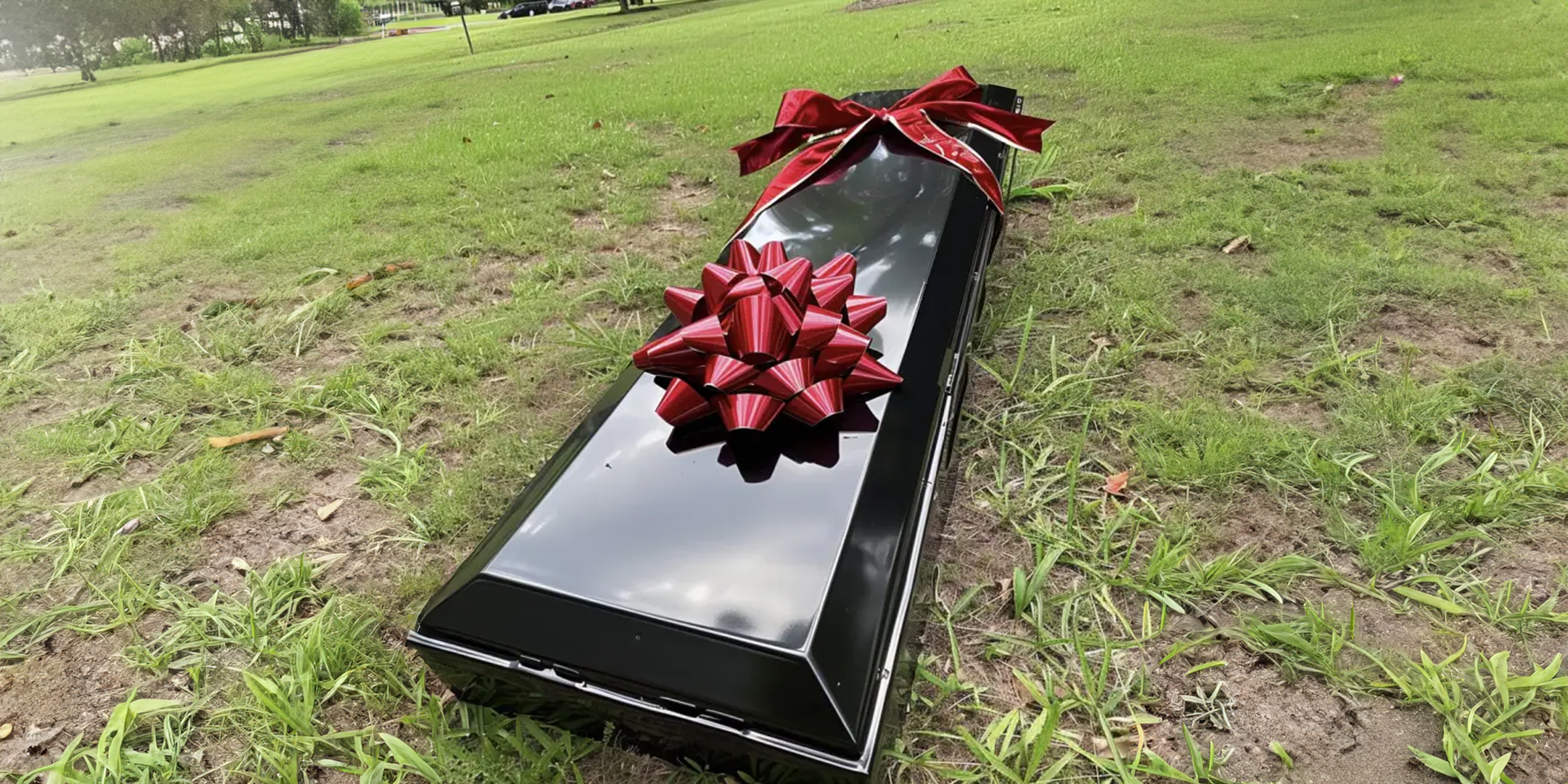 A coffin with a bow | Source: Amomama