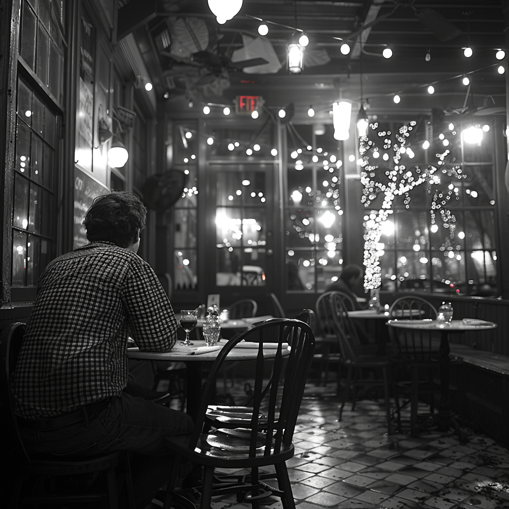 Jason sits in an emptying restaurant | Source: Midjourney
