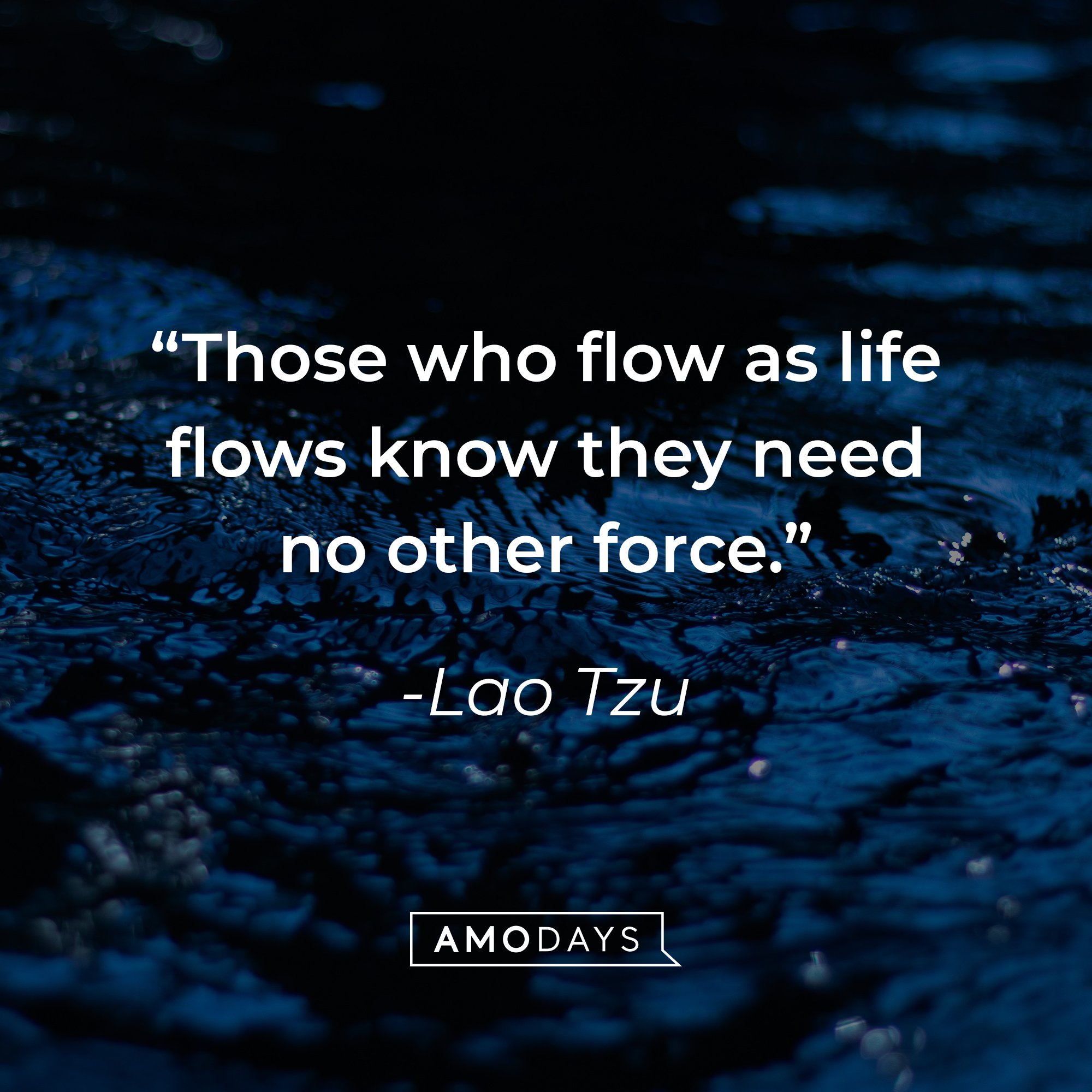 Lao Tzu's quote: "Those who flow as life flows know they need no other force." | Image: AmoDays