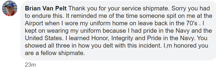 A user's comment on a post of a woman who attacked a sailor. | Photo: Facebook/Sean Nolte Jr.