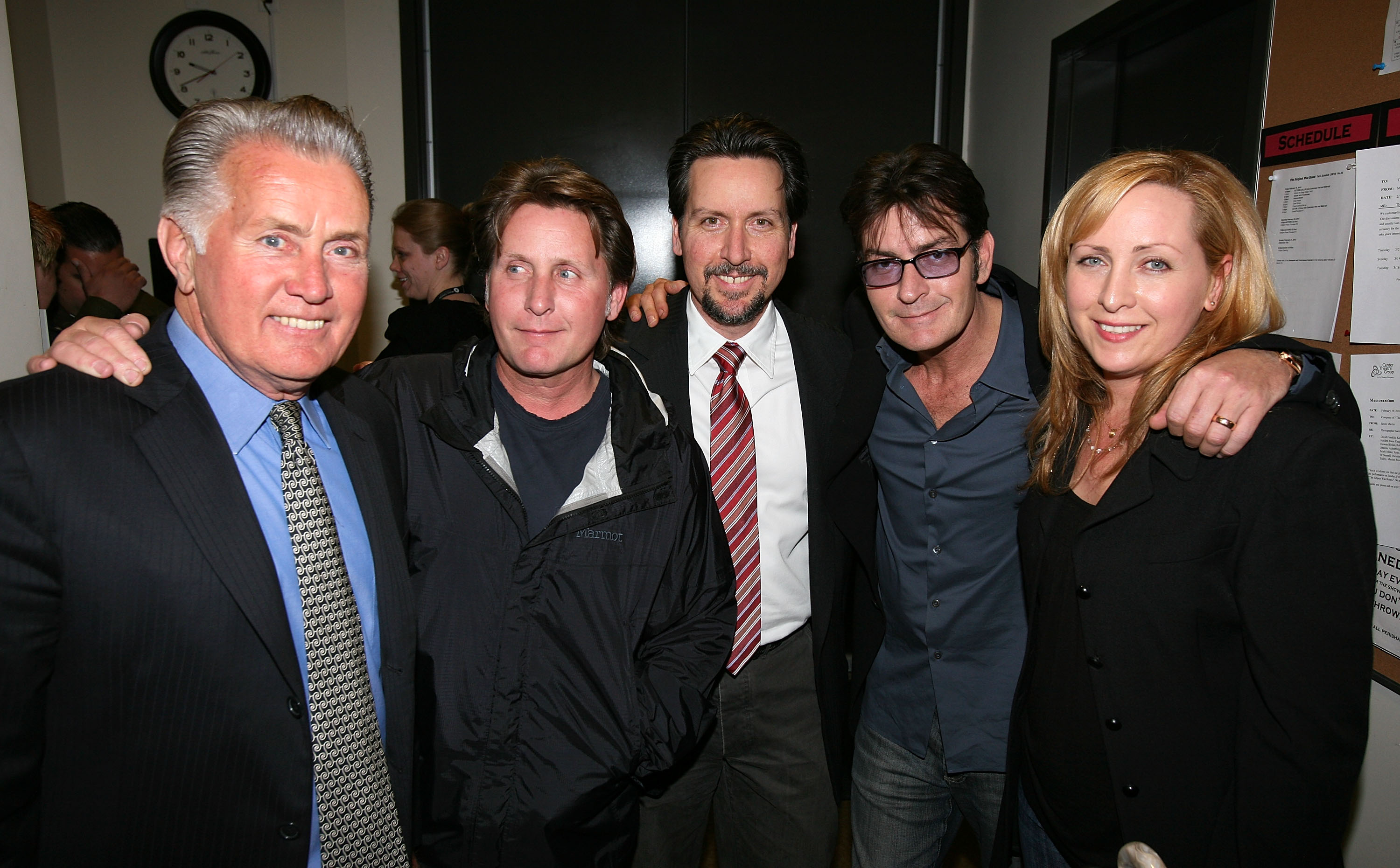 Martin Sheen poses with his children Emilio, Ramon, Charlie, and Renee after the opening night performance of "The Subject Was Roses" on February 21, 2010 in Los Angeles, California | Source: Getty Images