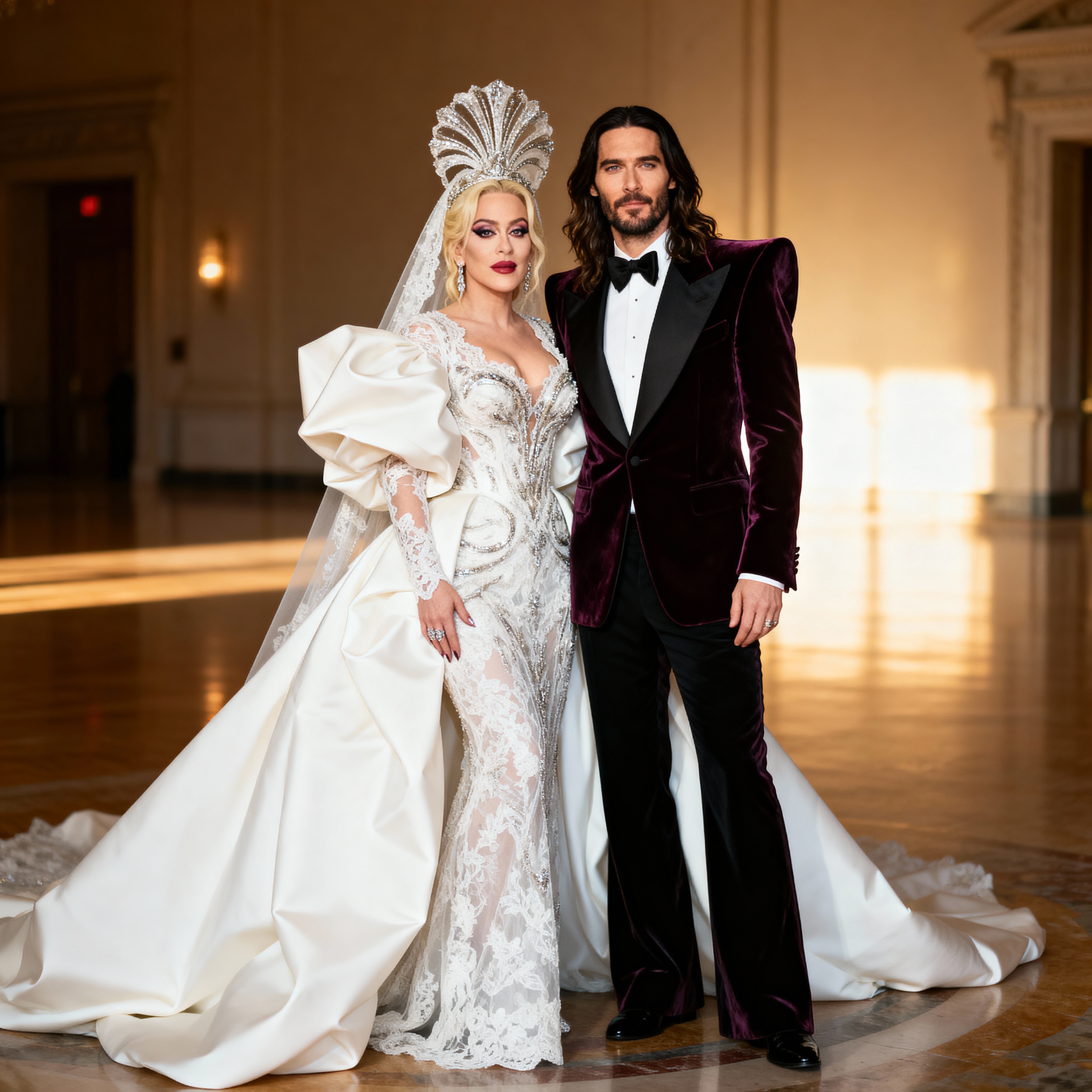 Velvet, lace, and daring stares — Jared Leto and Madonna turn imaginary matrimony into performance art | Source: Grok AI