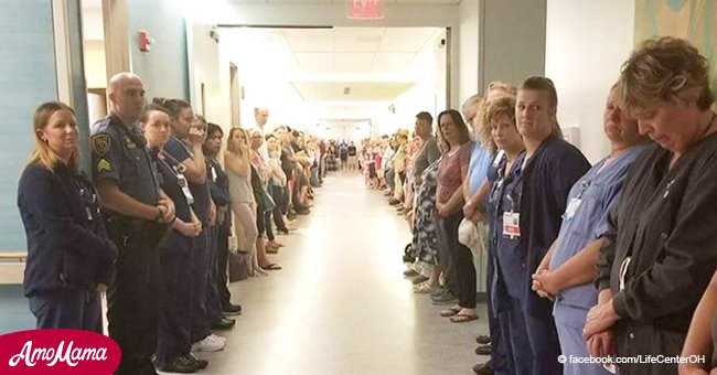 Die trauernde Familie und Ärzte stellen sich in eine Reihe, um den Mann zu ehren, dessen Organe 50 Menschen retteten