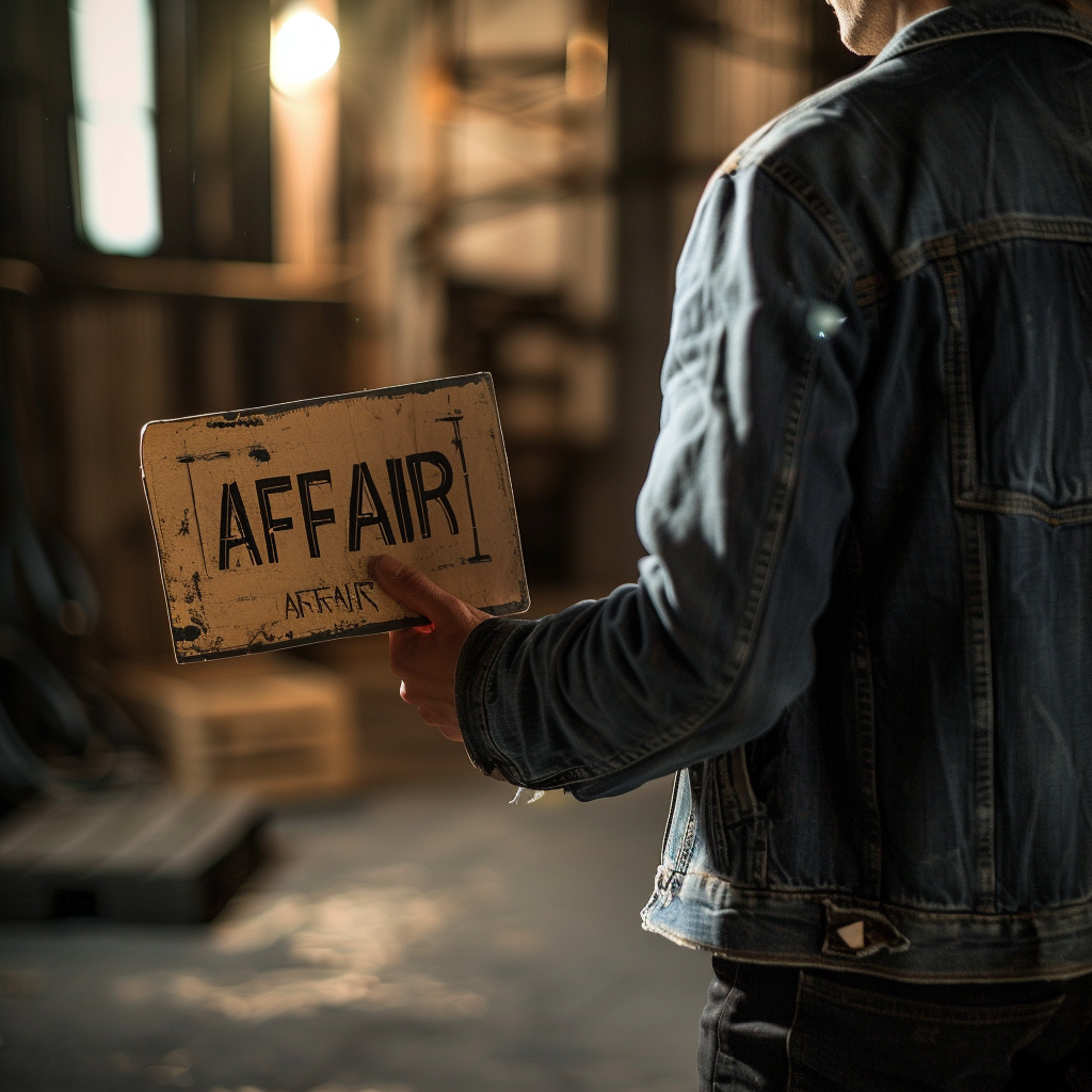 A person holding a document with the word "AFFAIR" | Source: Midjourney