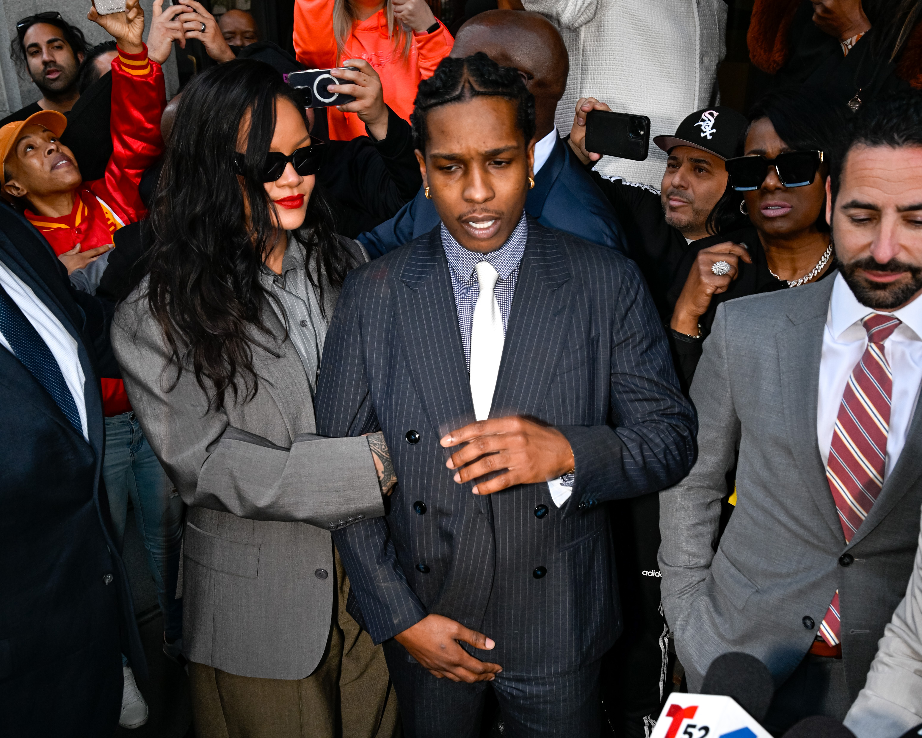 Rihanna and A$AP Rocky are pictured outside of Clara Shortridge Foltz Criminal Justice Center on February 18, 2025, in Los Angeles, California | Source: Getty Images