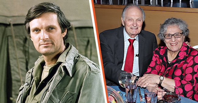 Alan Alda as the surgeon Capt. Benjamin Franklin Pierce (Hawkeye) from the CBS sitcom "M*A*S*H, California," in 1973 [left]. Alan Alda and wife Arlene Alda attend the World Science Festival's 12th Annual Gala at Jazz at Lincoln Center on May 22, 2019 | Photo:  Getty Images