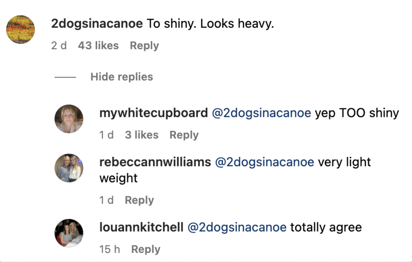 Screenshots of comments on Martha Stewart's Instagram post. | Source: Instagram/MarthaStewart48
