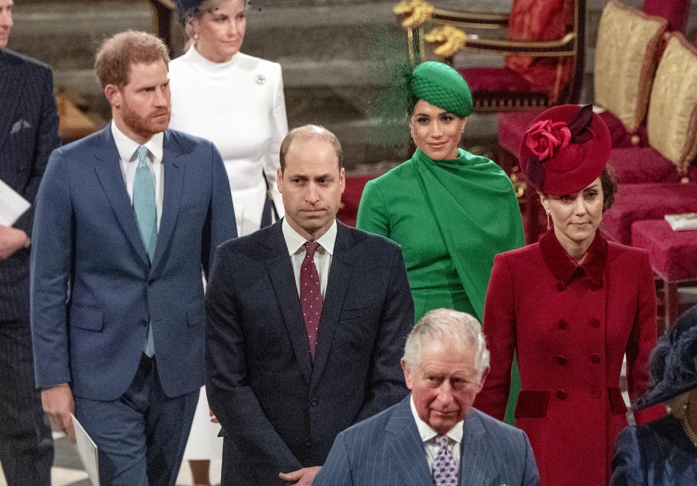 Prince Harry, Duke of Sussex, Meghan, Duchess of Sussex, Prince William, Duke of Cambridge, Catherine, Duchess of Cambridge, and Prince Charles, Prince of Wales, on March 9, 2020 | Source: Getty Images