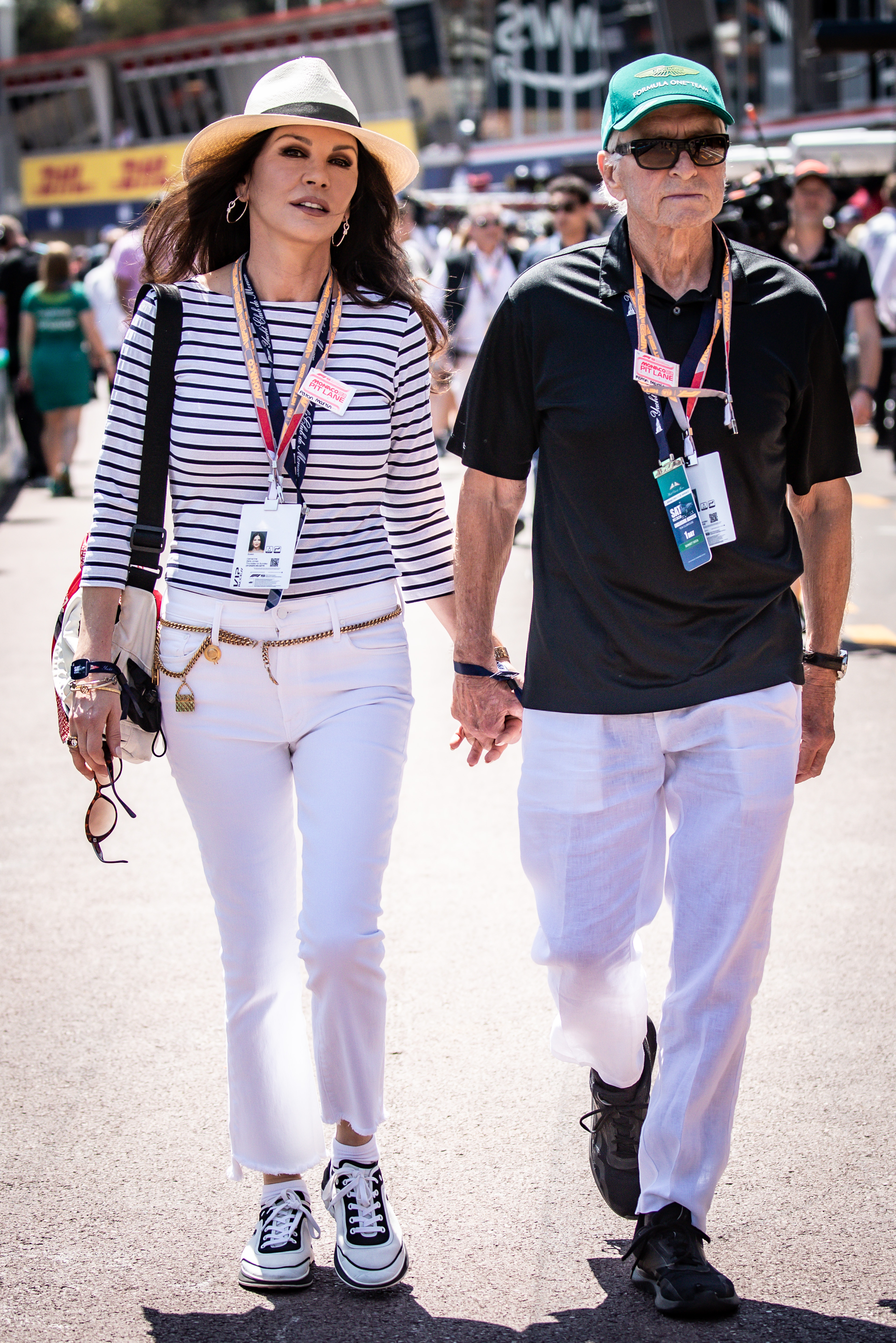 Catherine Zeta-Jones and Michael Douglas seen during Qualifying ahead of the F1 Grand Prix of Monaco at Circuit de Monaco on 27 May 2023 in Monte-Carlo, Monaco. | Source: Getty Images