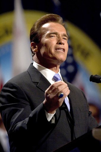 Arnold Schwarzenegger speaking while being sworn into office for a second term as Governor on January 5, 2007. | Source: Getty Images