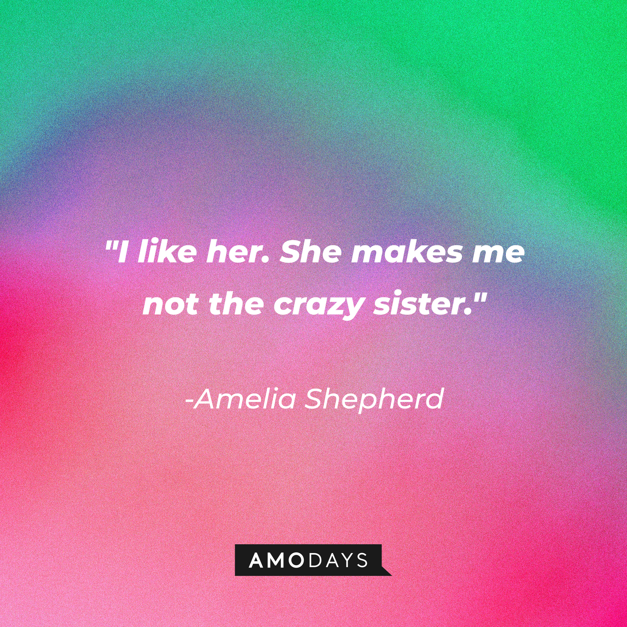 Amelia Shepherd's quote: "I like her. She makes me not the crazy sister." | Source: AmoDays
