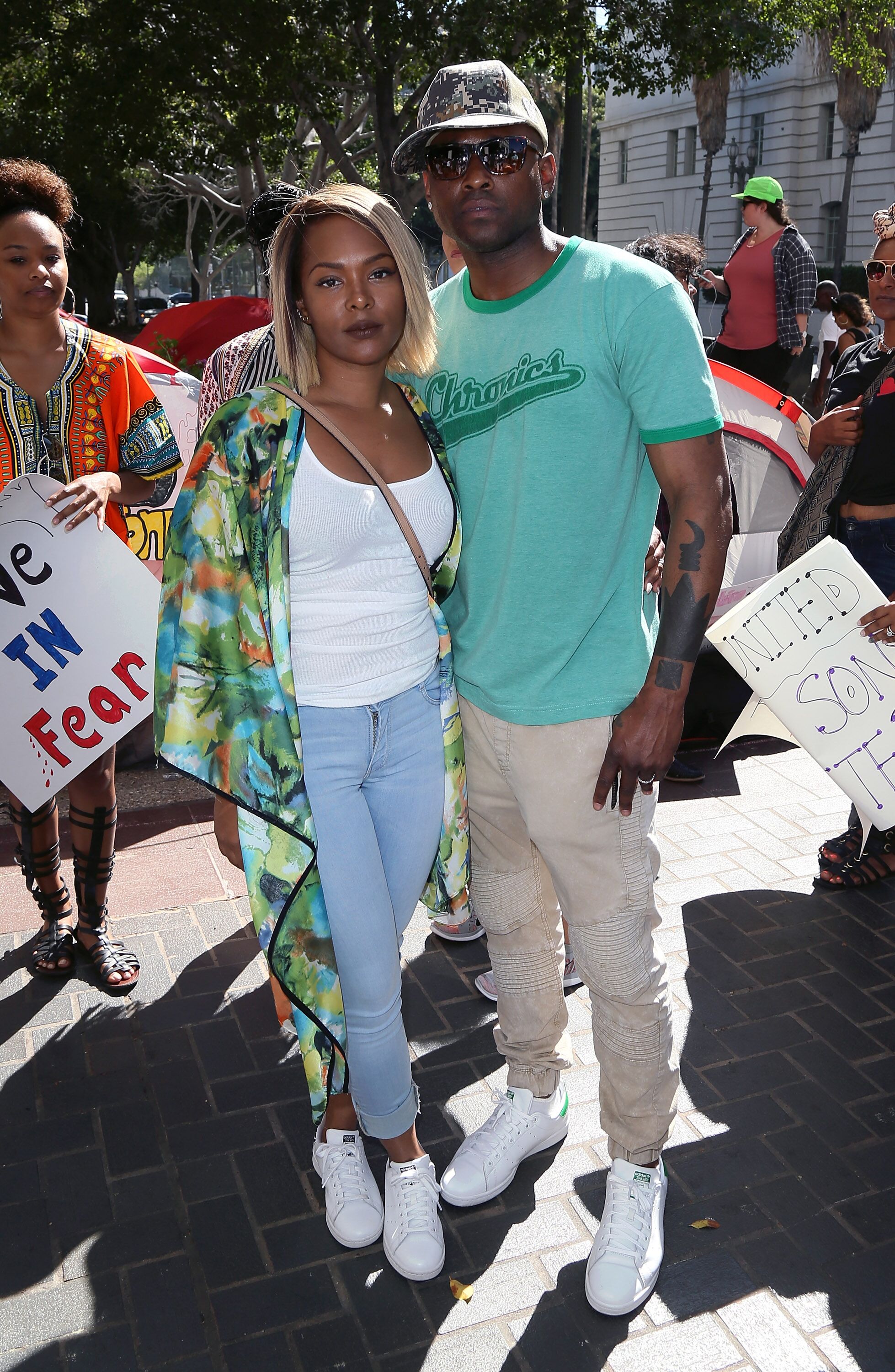 Keisha and Omar Epps as members of Black Hollywood join the #OccupyCityHall movement at Los Angeles City Hall on July 17, 2016 in Los Angeles, California. | Source: Getty Images