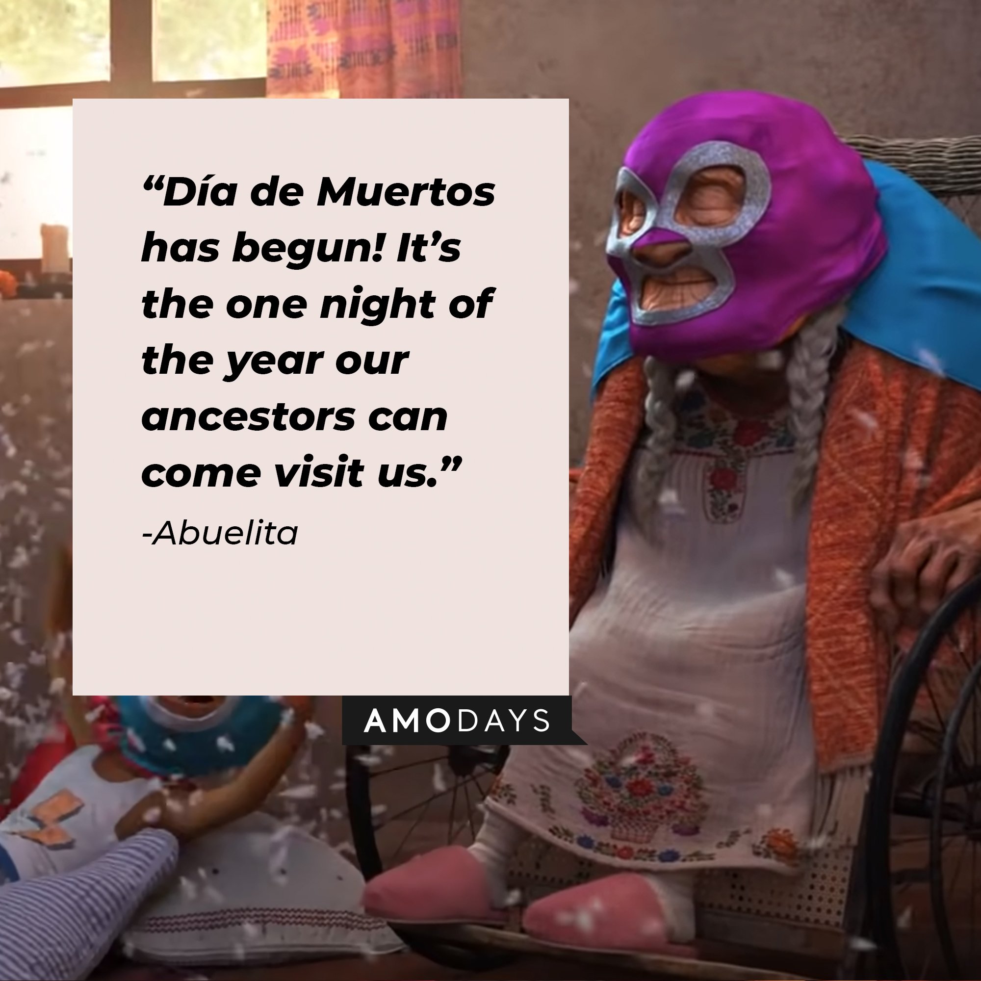 Abuelita's quote: “Día de Muertos has begun! It’s the one night of the year our ancestors can come visit us.” | Image: AmoDays