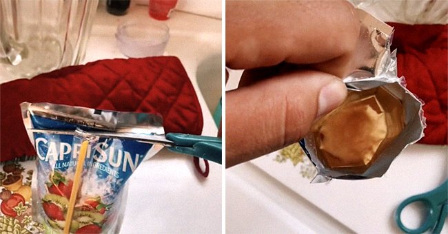 TikTok user showing followers what is inside his CapriSun. │Source: tiktok.com/victormarceloaguilar