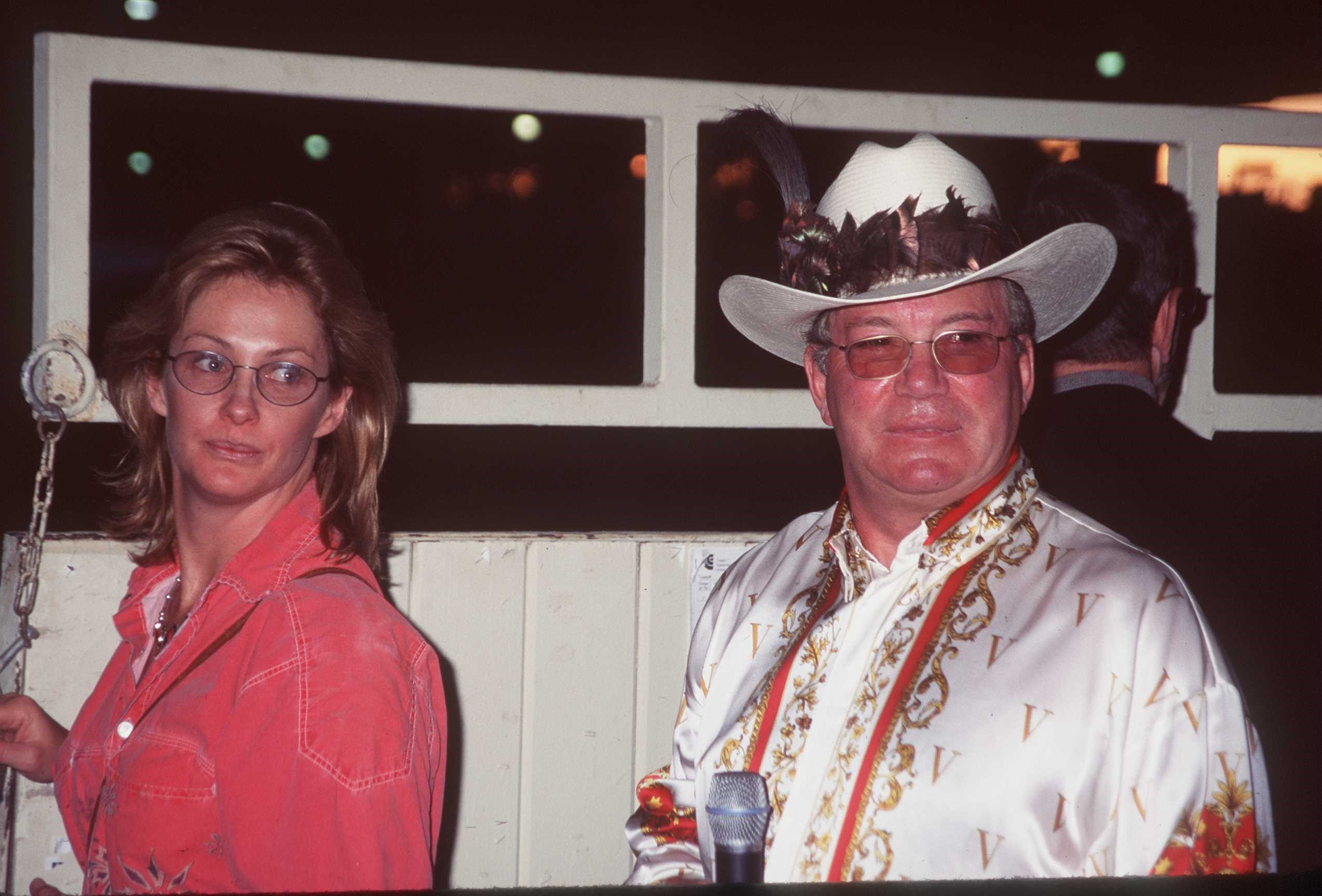 William Shatner and Nerine Kidd to host the 7th annual Hollywood Charity Horse Show $20,000 Reining Royale on April 28, 1997. | Source: Getty Images