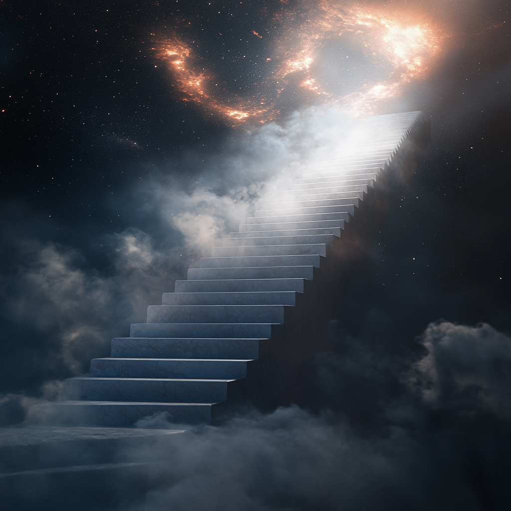 An artistic depiction of a stairway to heaven | Source: Midjourney