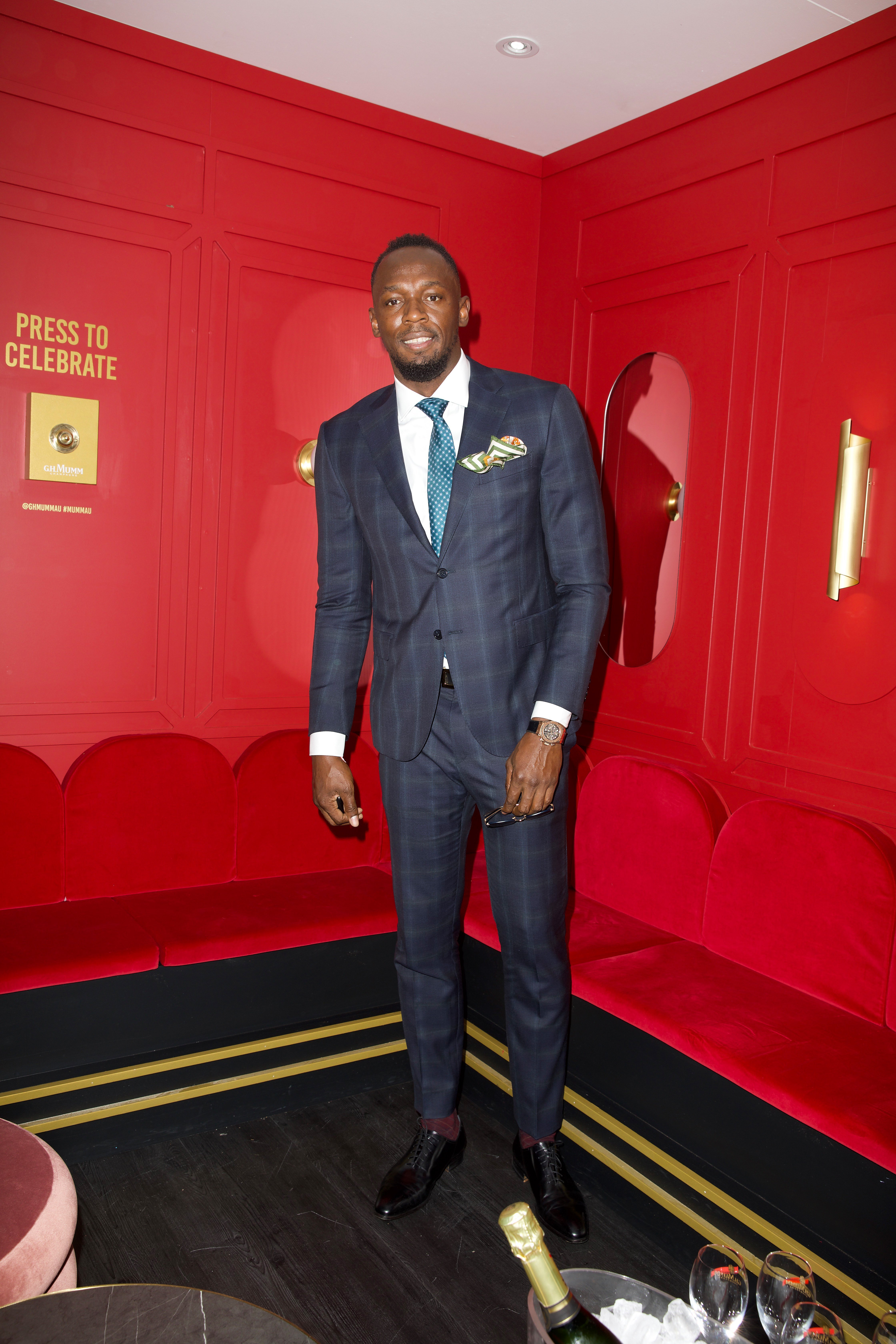 Usain Bolt at the Mumm marquee on Melbourne Cup Day at Flemington Racecourse on Nov. 05, 2019 in Australia | Photo: Getty Images