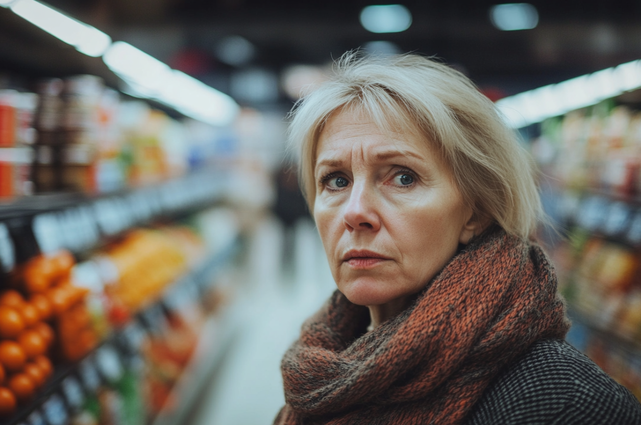 A woman in a grocery store | Source: Midjourney